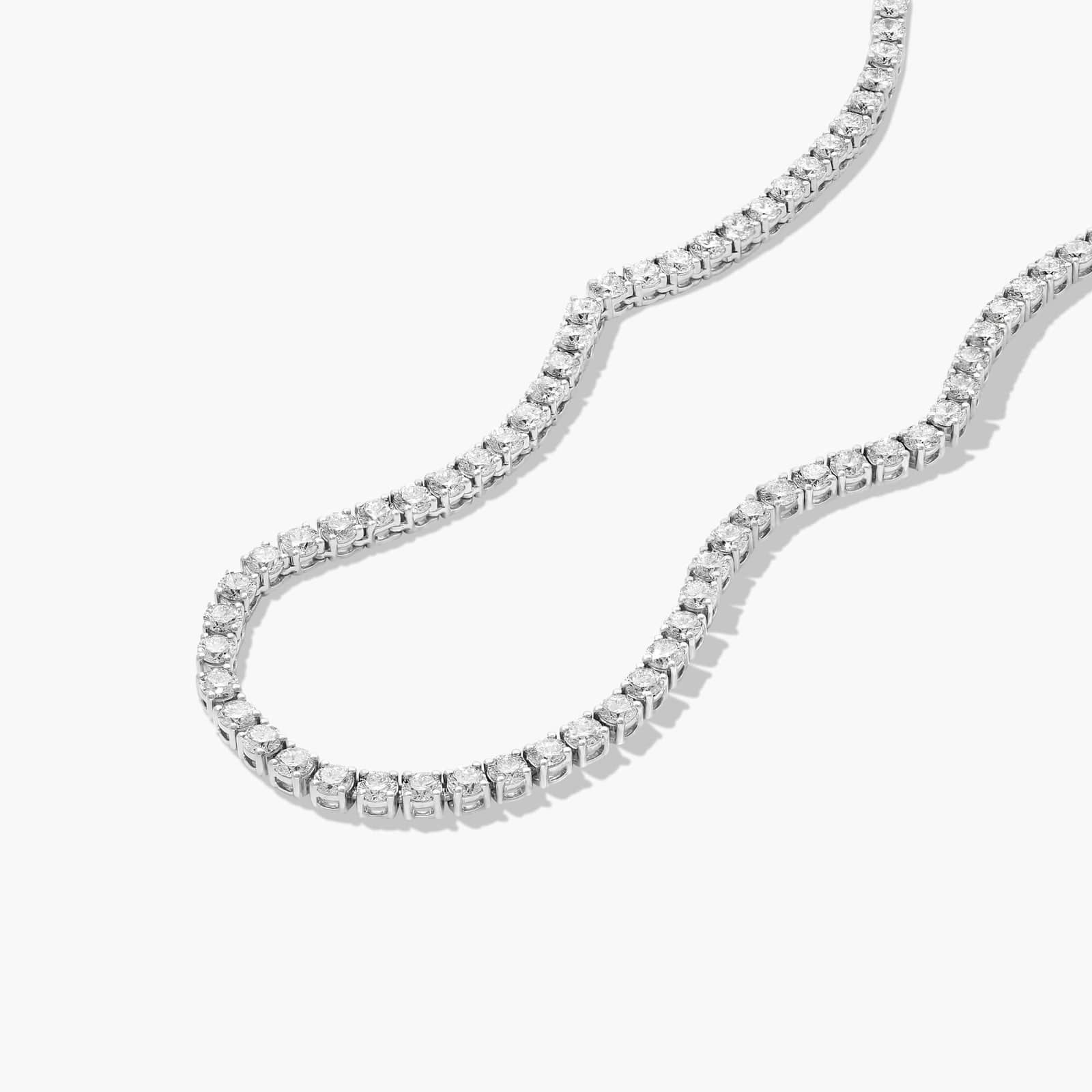 14K White Gold Straight Lab-Grown Diamond Tennis Necklace (15.00 CTW - F-G / VS2-SI1)