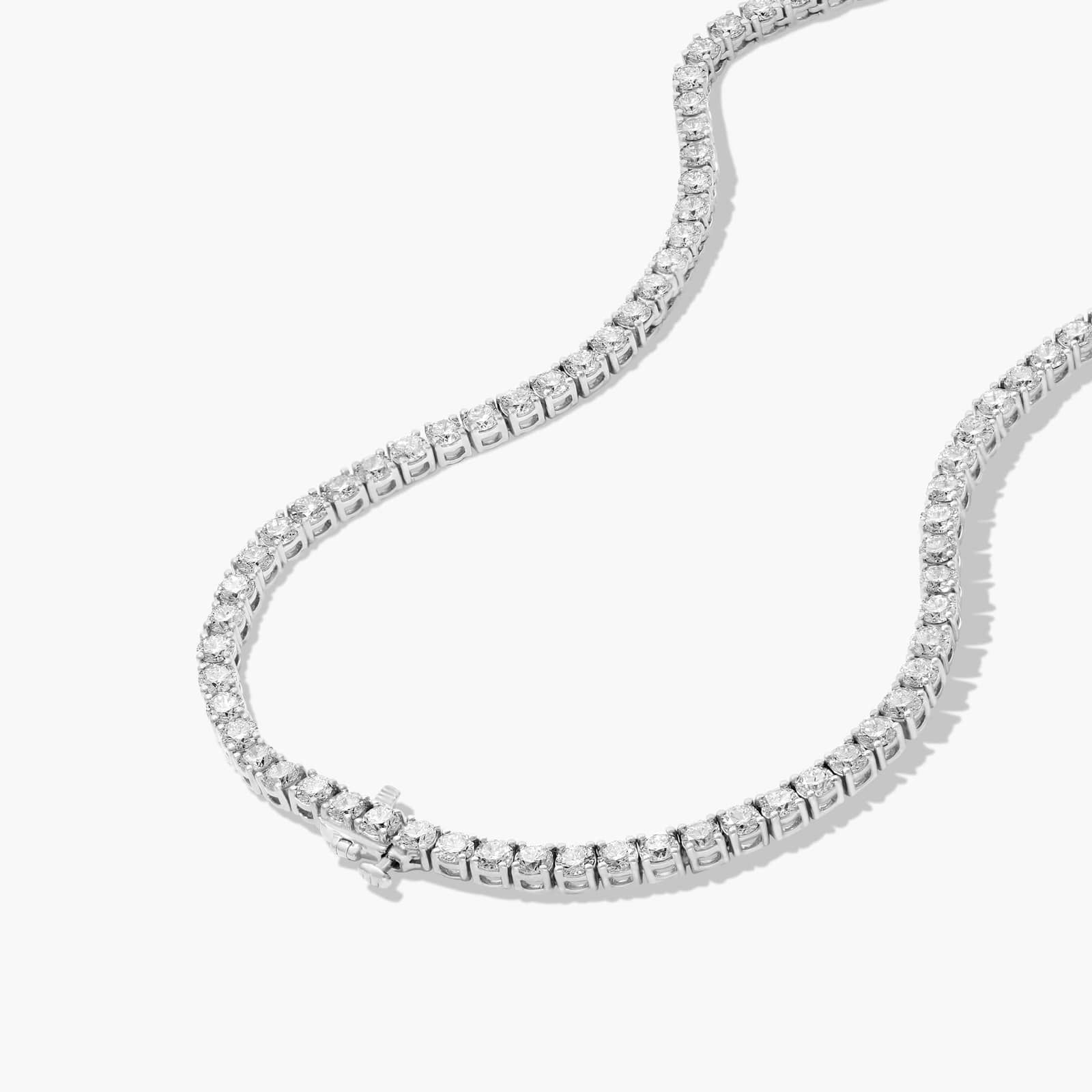 14K White Gold Straight Lab-Grown Diamond Tennis Necklace (15.00 CTW - F-G / VS2-SI1)