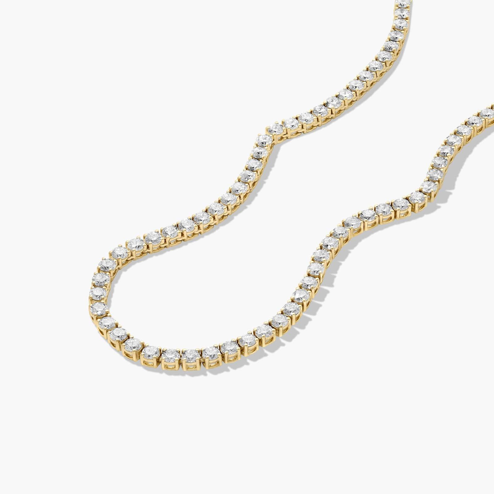 14K Yellow Gold Straight Lab-Grown Diamond Tennis Necklace (15.00 CTW - F-G / VS2-SI1)