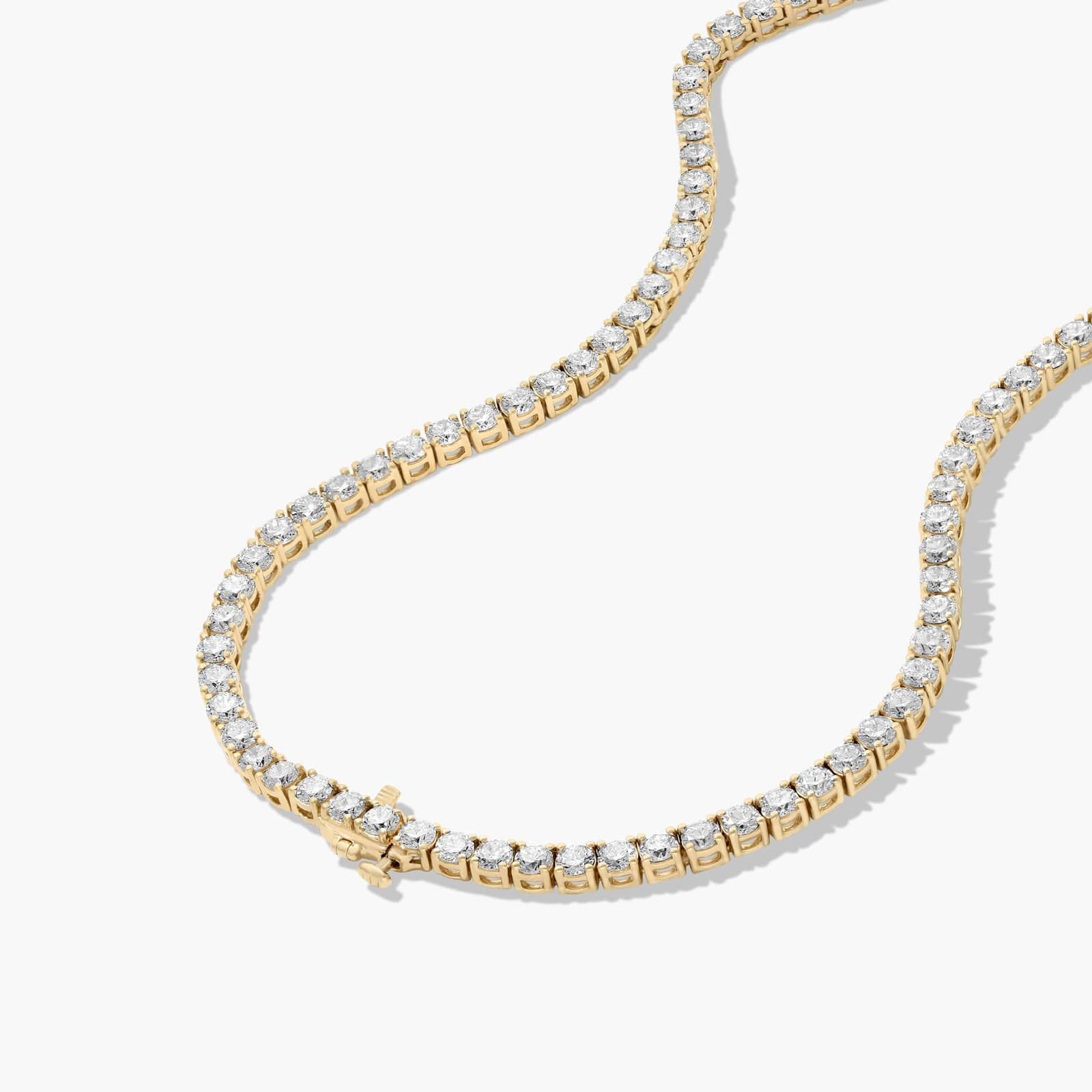 14K Yellow Gold Straight Lab-Grown Diamond Tennis Necklace (15.00 CTW - F-G / VS2-SI1)