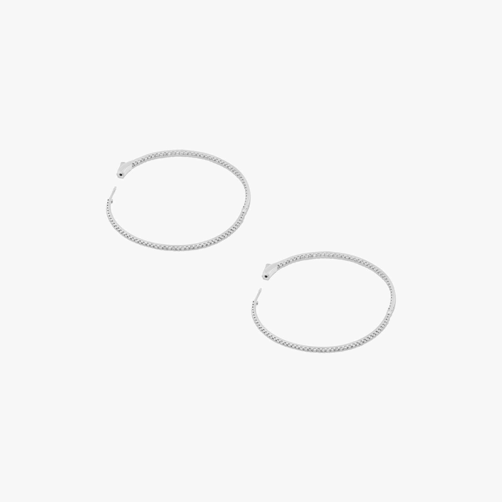 14K White Gold Inside Out Lab-Grown Diamond Round Hoops, 2.0 Inch Diameter (2.00 ctw.)