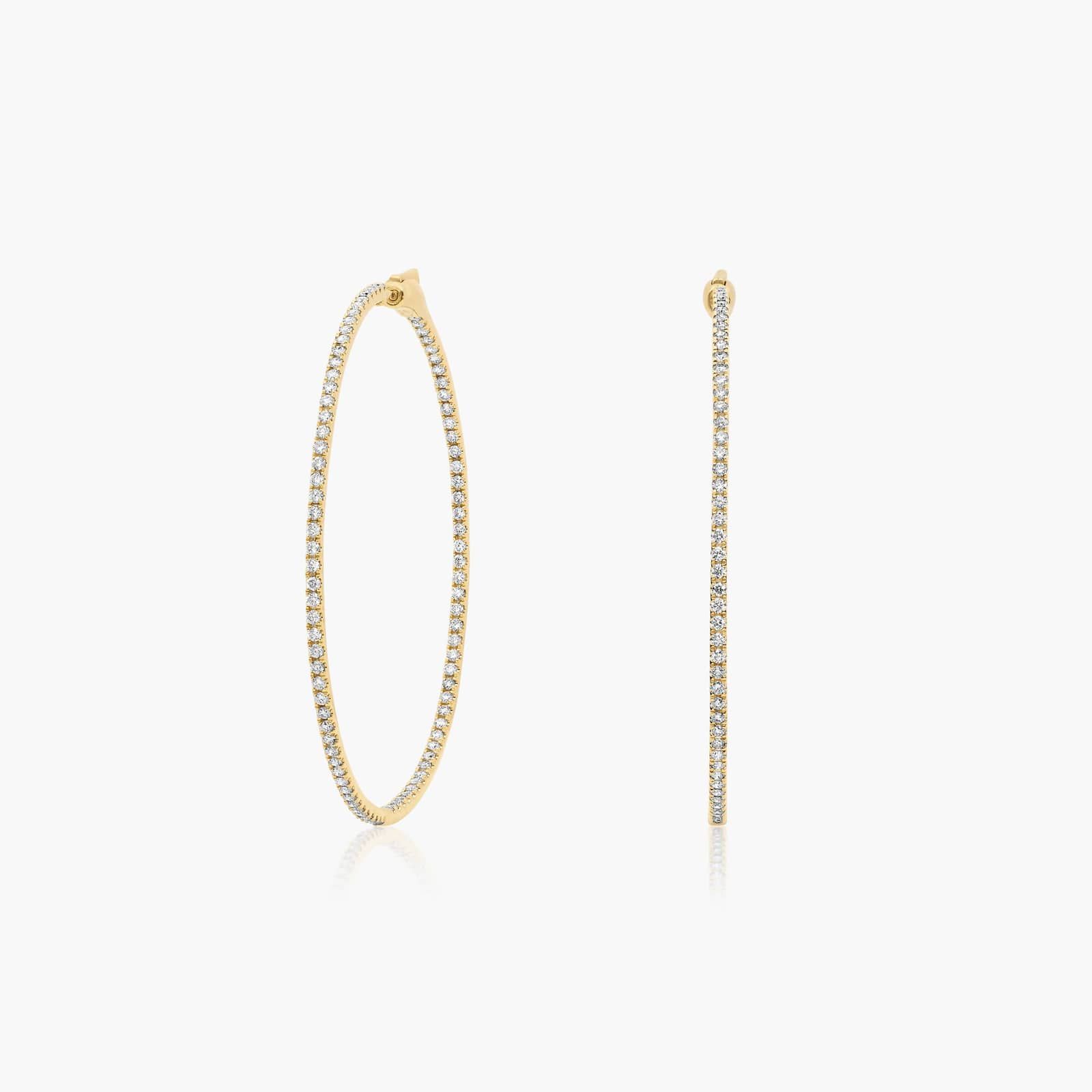 Inside Out 2 CTW Round Diamond Hoop Earrings In 14K Yellow Gold