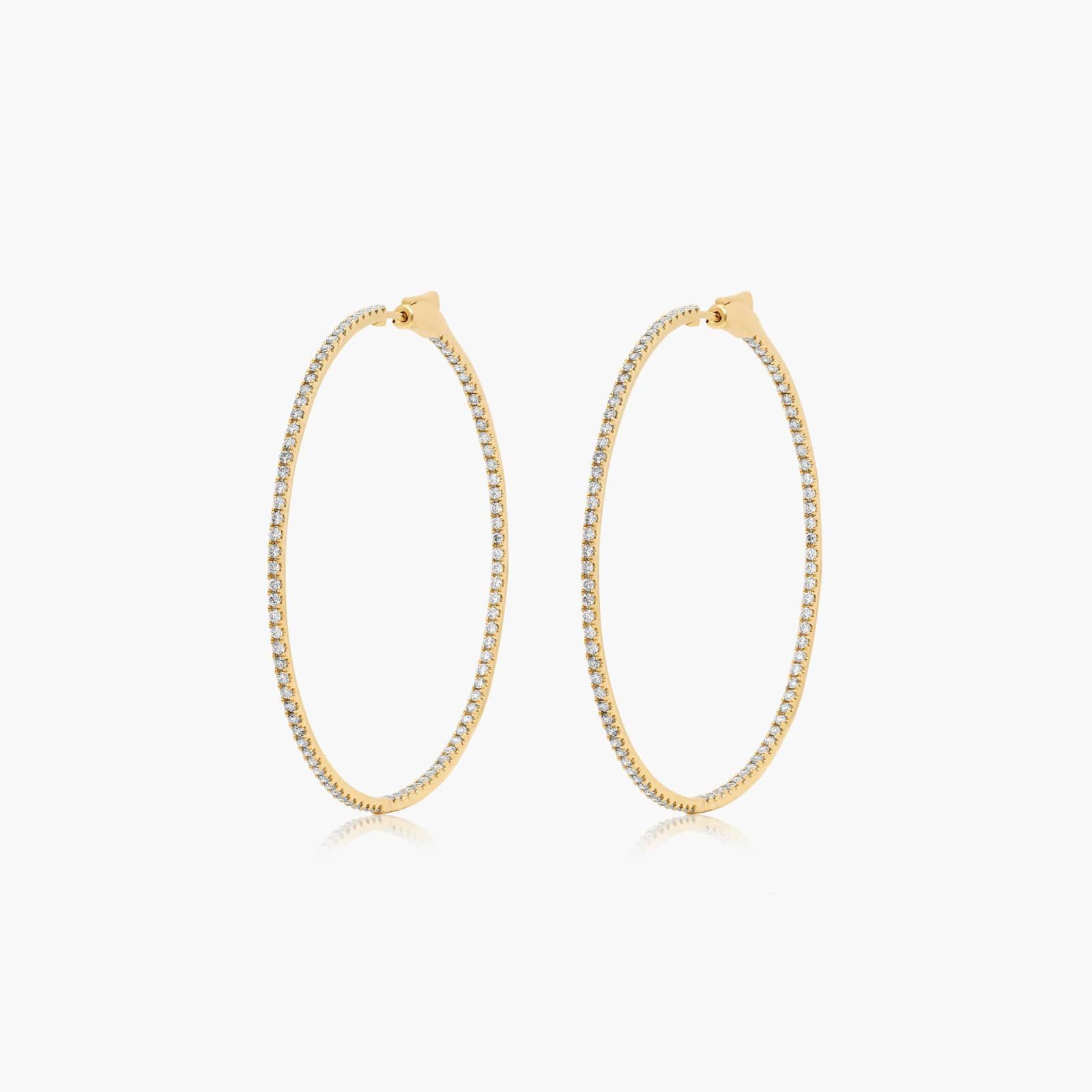 Inside Out 2 CTW Round Diamond Hoop Earrings In 14K Yellow Gold