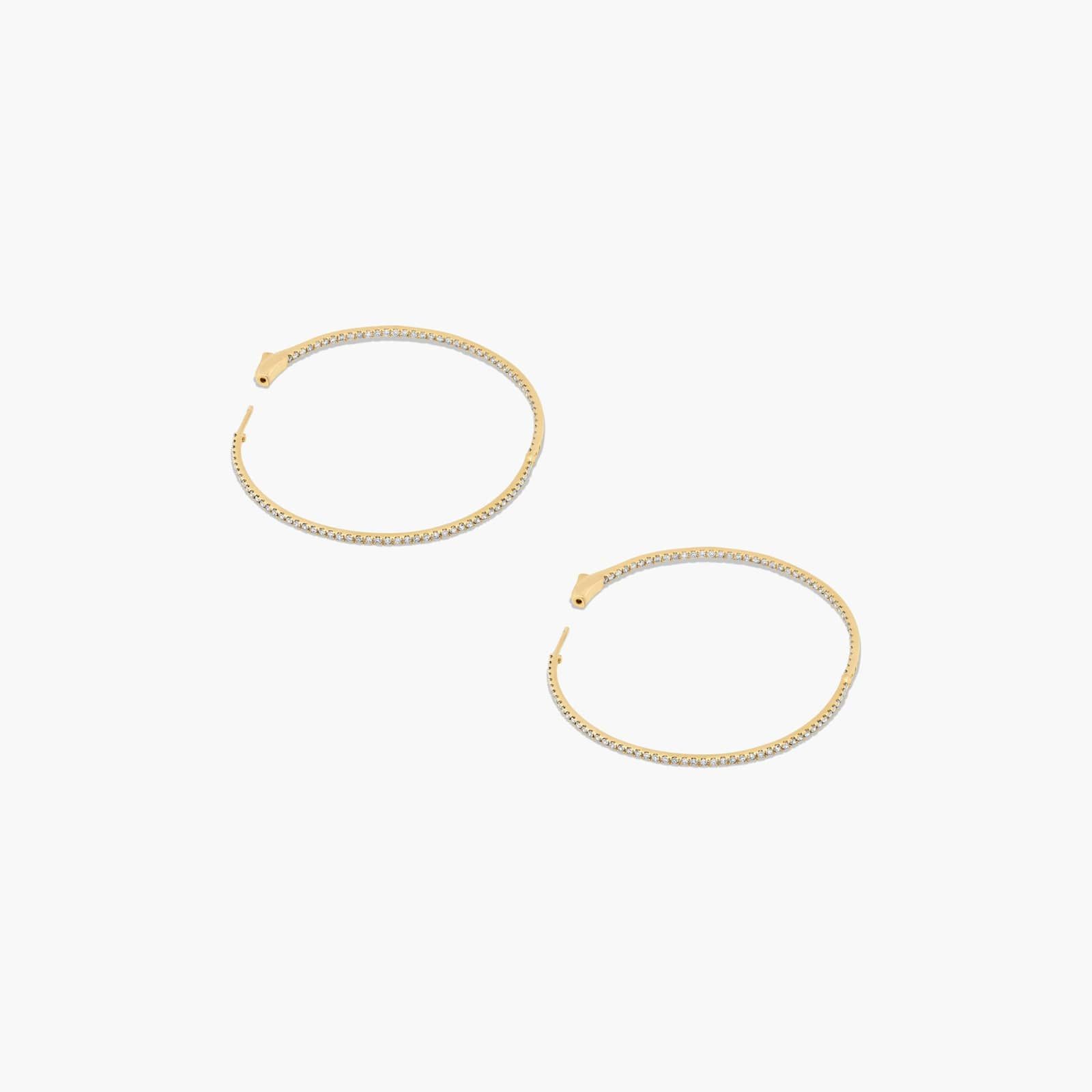 Inside Out 2 CTW Round Diamond Hoop Earrings In 14K Yellow Gold