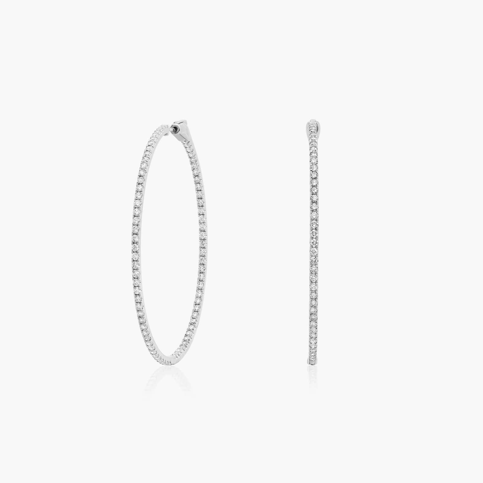 Inside Out 3 CTW Round Lab-Grown Diamond Hoop Earrings In 14K White Gold