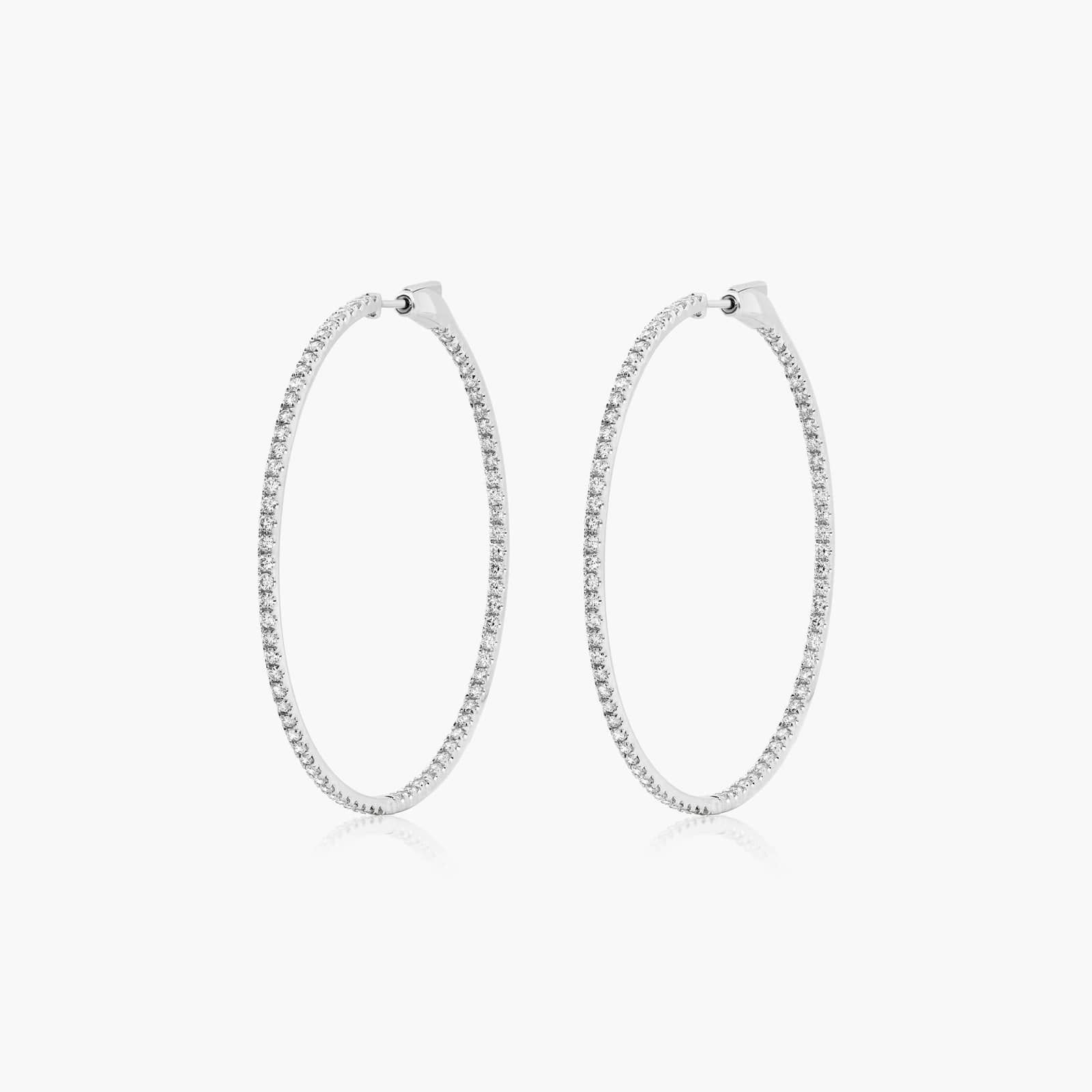 Inside Out 3 CTW Round Lab-Grown Diamond Hoop Earrings In 14K White Gold