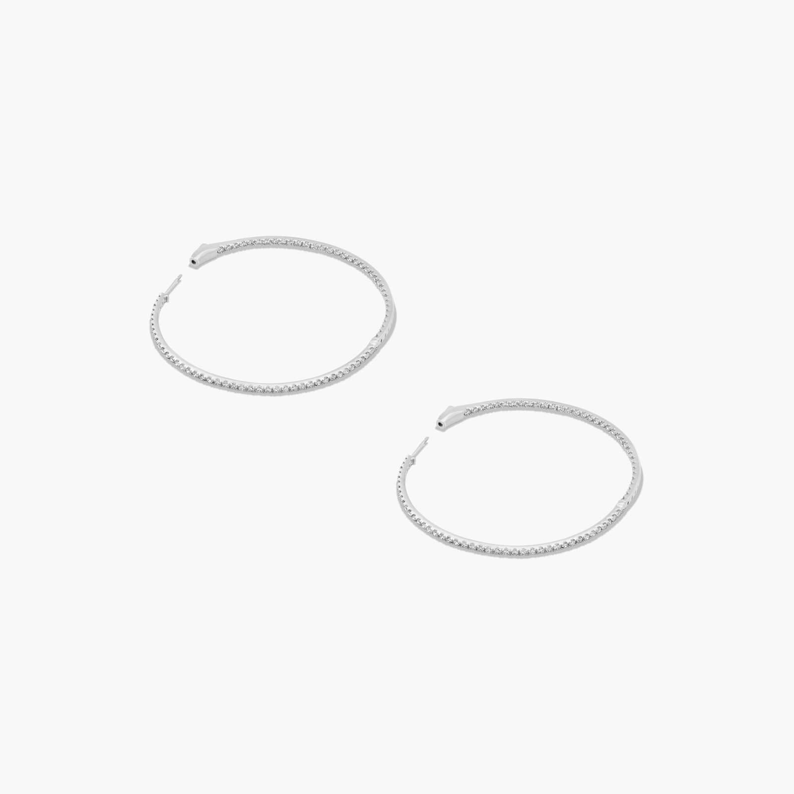Inside Out 3 CTW Round Lab-Grown Diamond Hoop Earrings In 14K White Gold