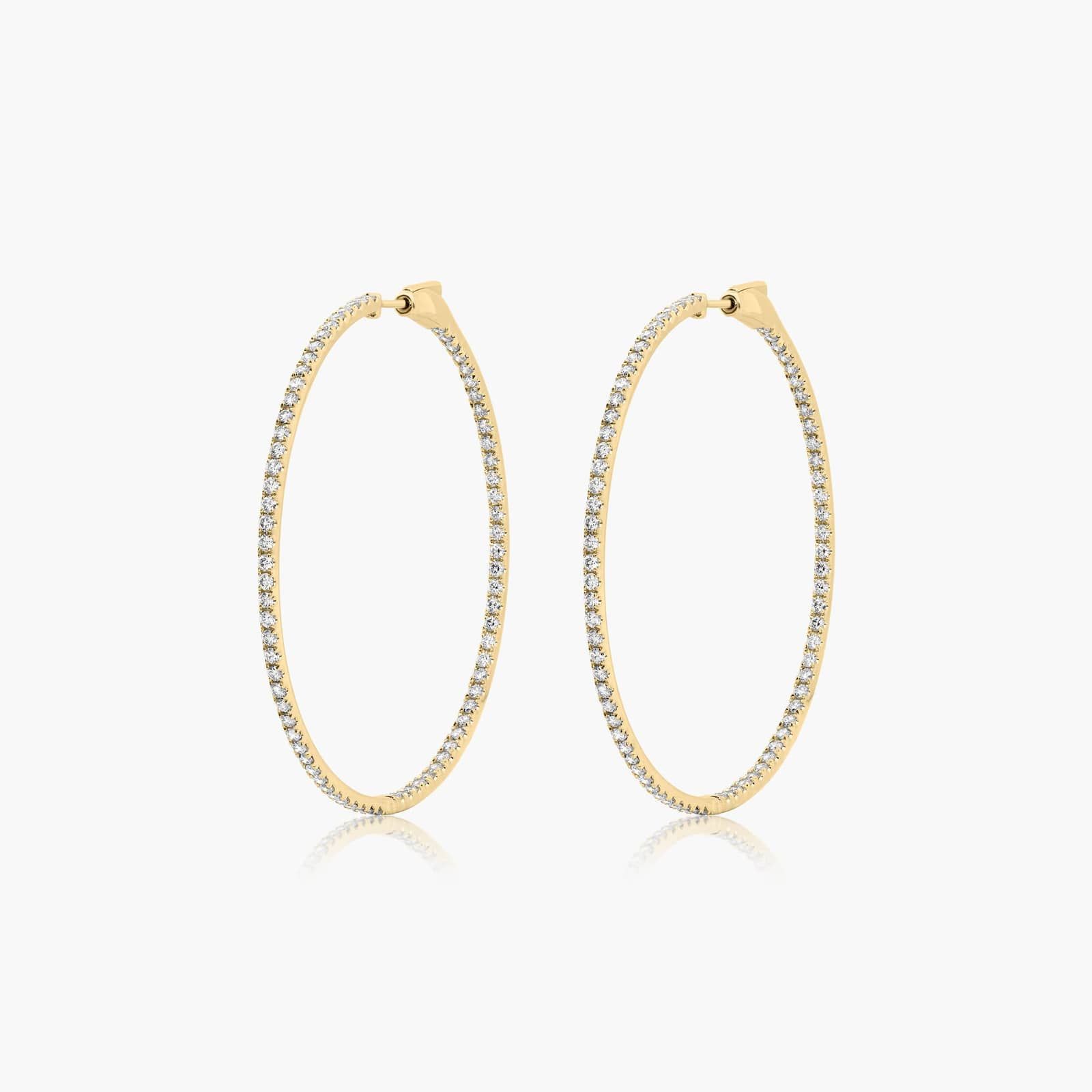 Inside Out 3 CTW Round Lab-Grown Diamond Hoop Earrings In 14K Yellow Gold
