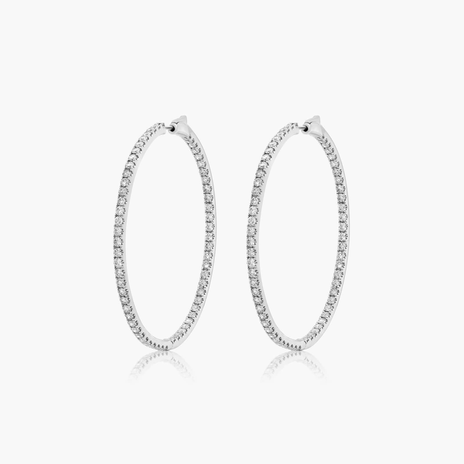 Inside Out 5 CTW Round Diamond Hoop Earrings In 14K White Gold