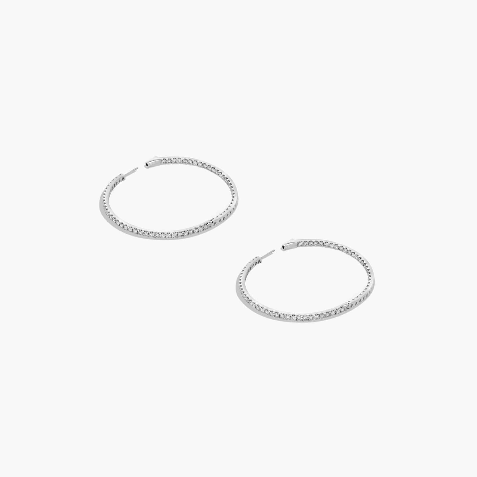 Inside Out 5 CTW Round Diamond Hoop Earrings In 14K White Gold