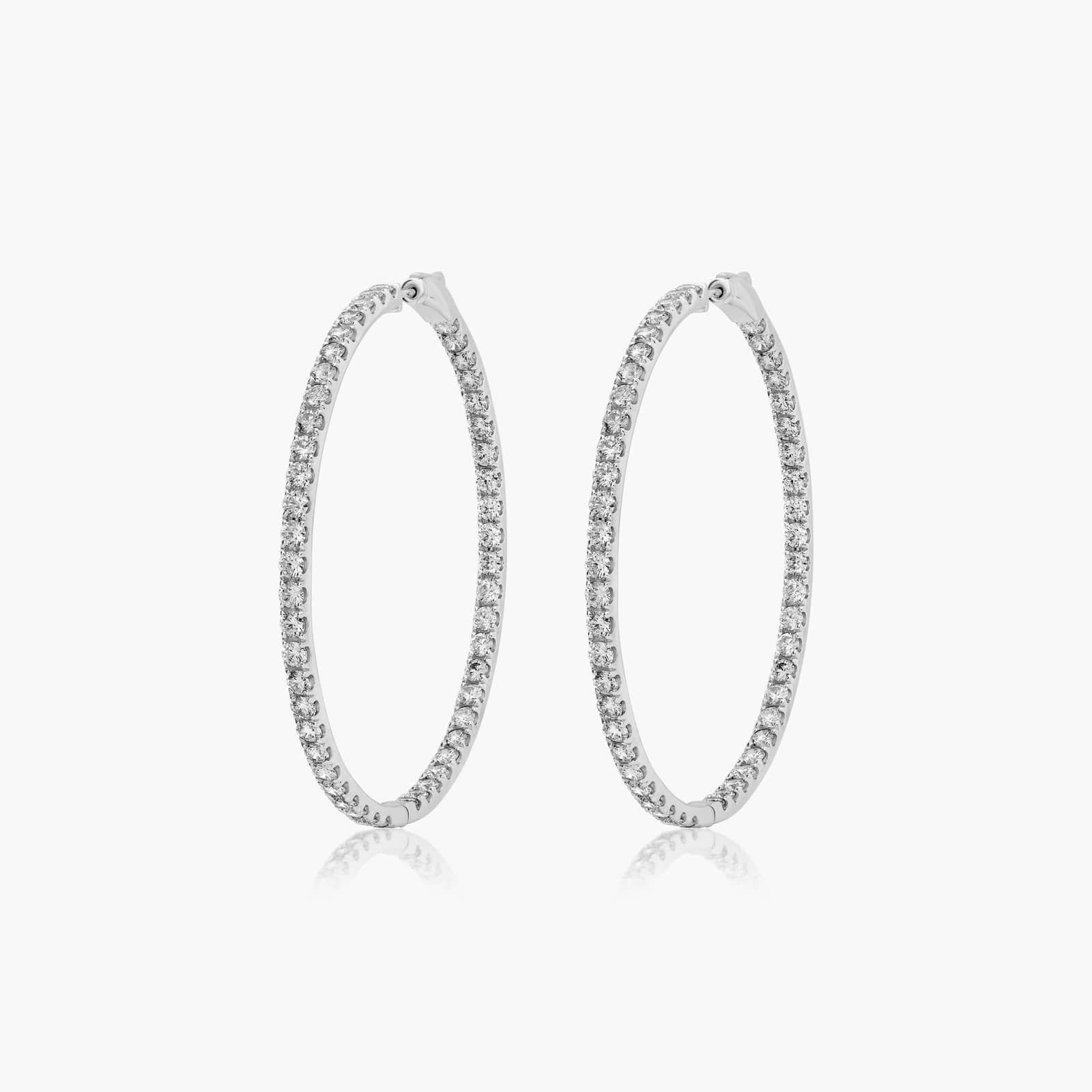 Inside Out 7 CTW Round Lab-Grown Diamond Hoop Earrings In 14K White Gold
