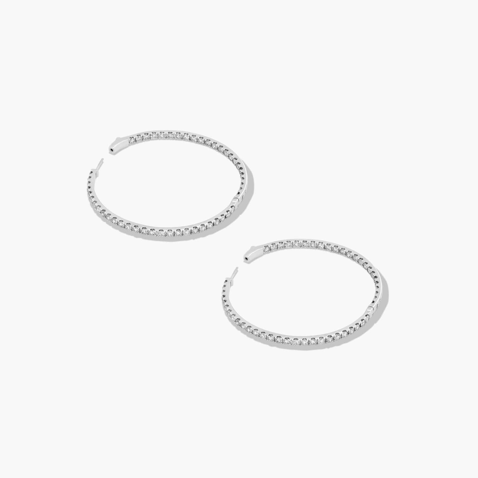Inside Out 7 CTW Round Lab-Grown Diamond Hoop Earrings In 14K White Gold