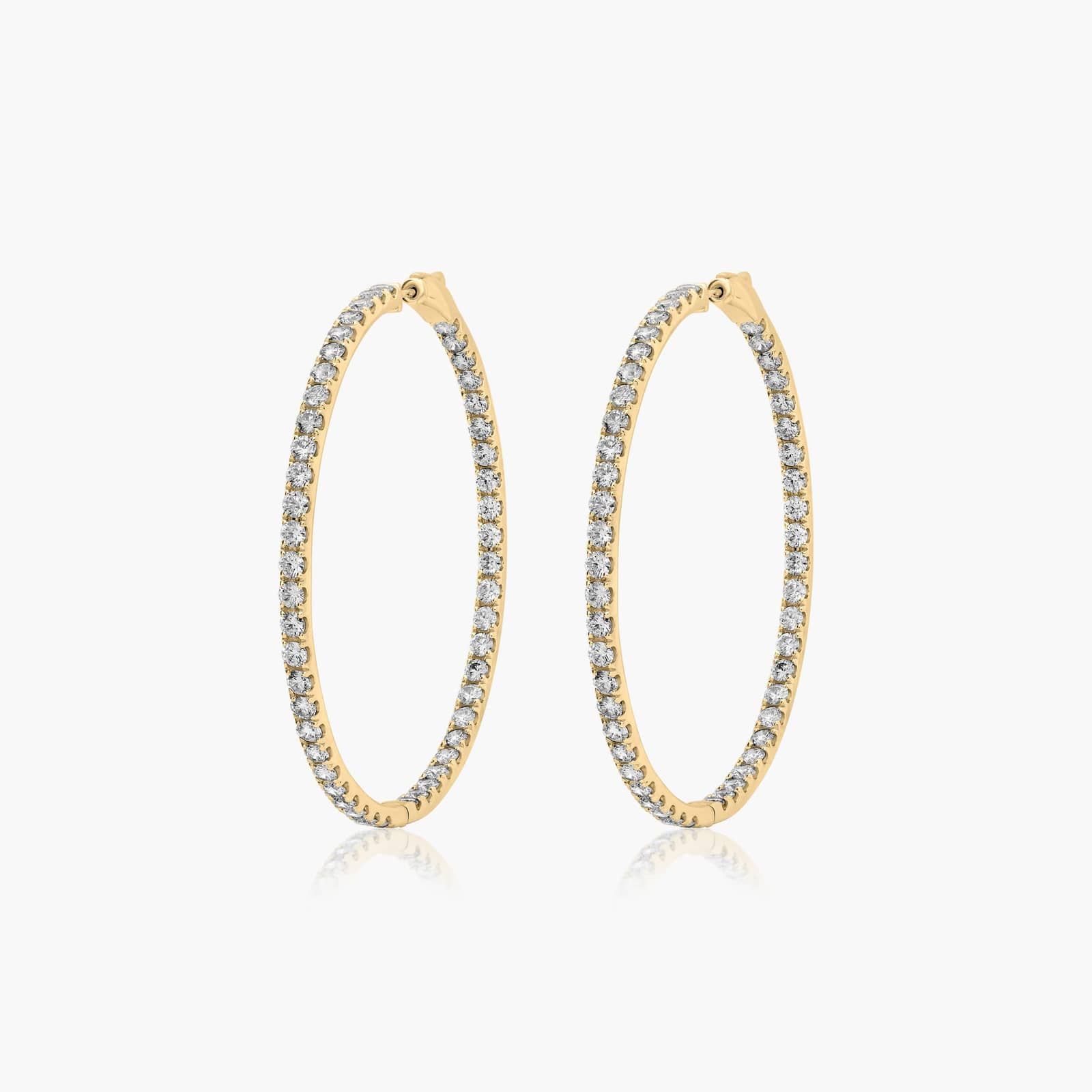 Inside Out 7 CTW Round Lab-Grown Diamond Hoop Earrings In 14K Yellow Gold