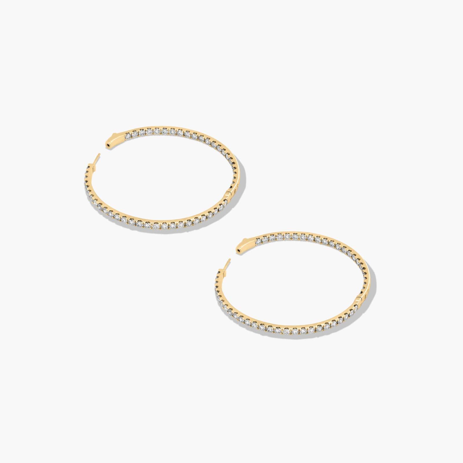 Inside Out 7 CTW Round Lab-Grown Diamond Hoop Earrings In 14K Yellow Gold