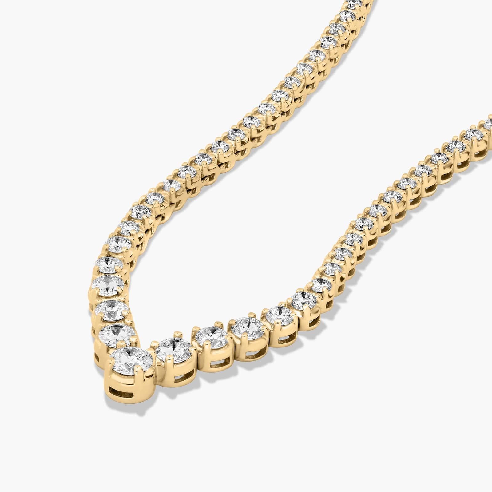 14K Yellow Gold 18 Inch Chevron Diamond Tennis Necklace (5.00 CTW - H-I / SI1-SI2)