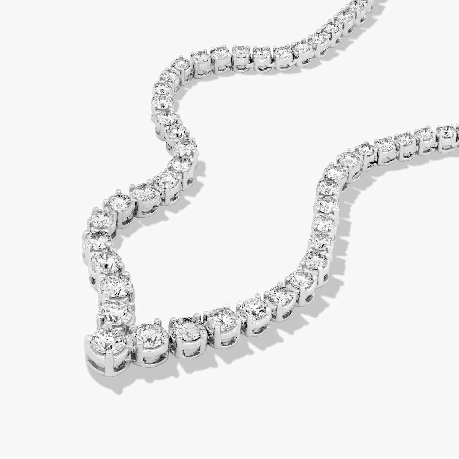 Platinum 18 Inch Chevron Diamond Tennis Necklace (7.00 CTW - H-I / SI1-SI2)