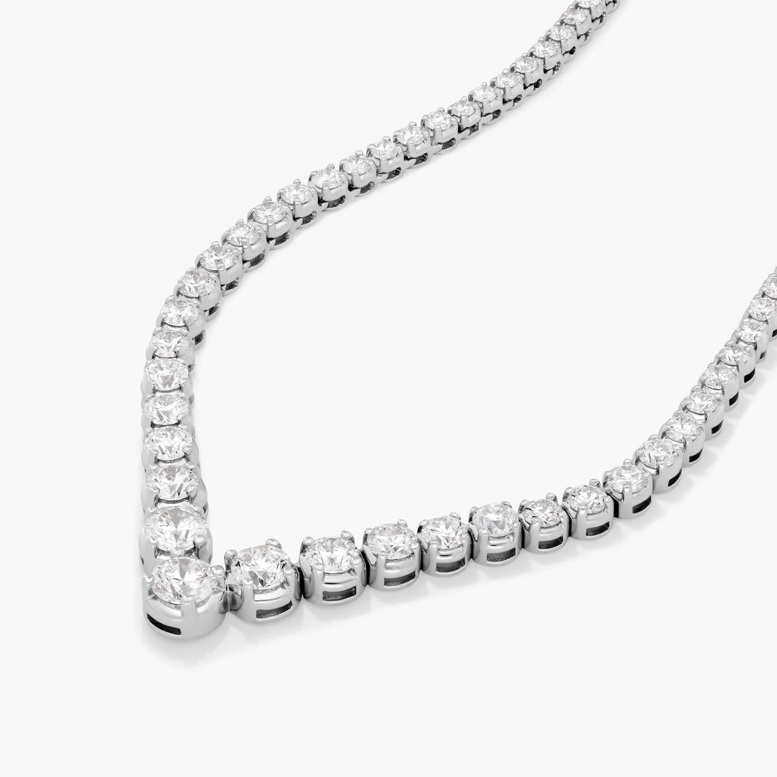 Platinum 18 Inch Chevron Diamond Tennis Necklace (10.00 CTW - H-I / SI1-SI2)