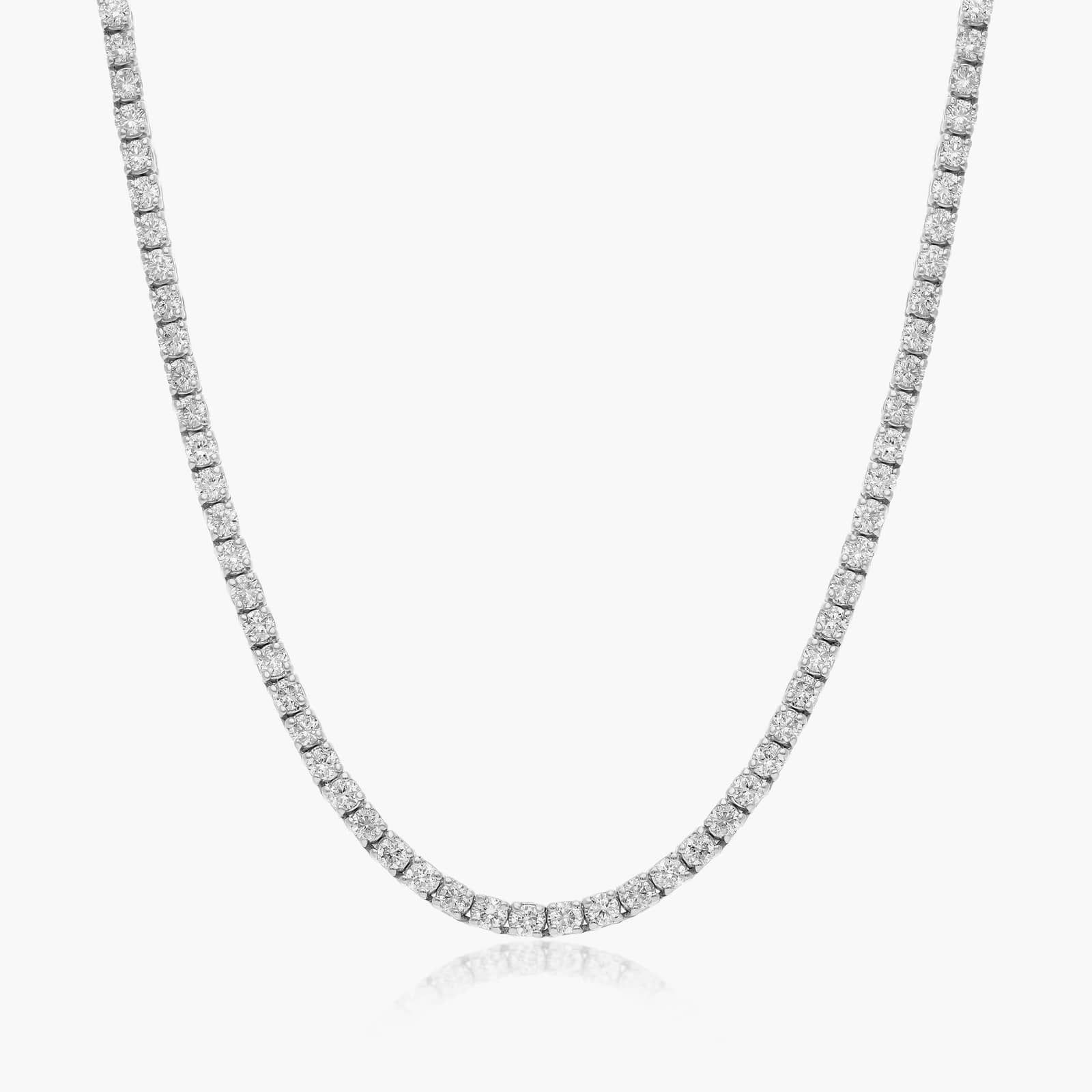 14K White Gold 22 Inch Straight Lab-Grown Diamond Tennis Necklace