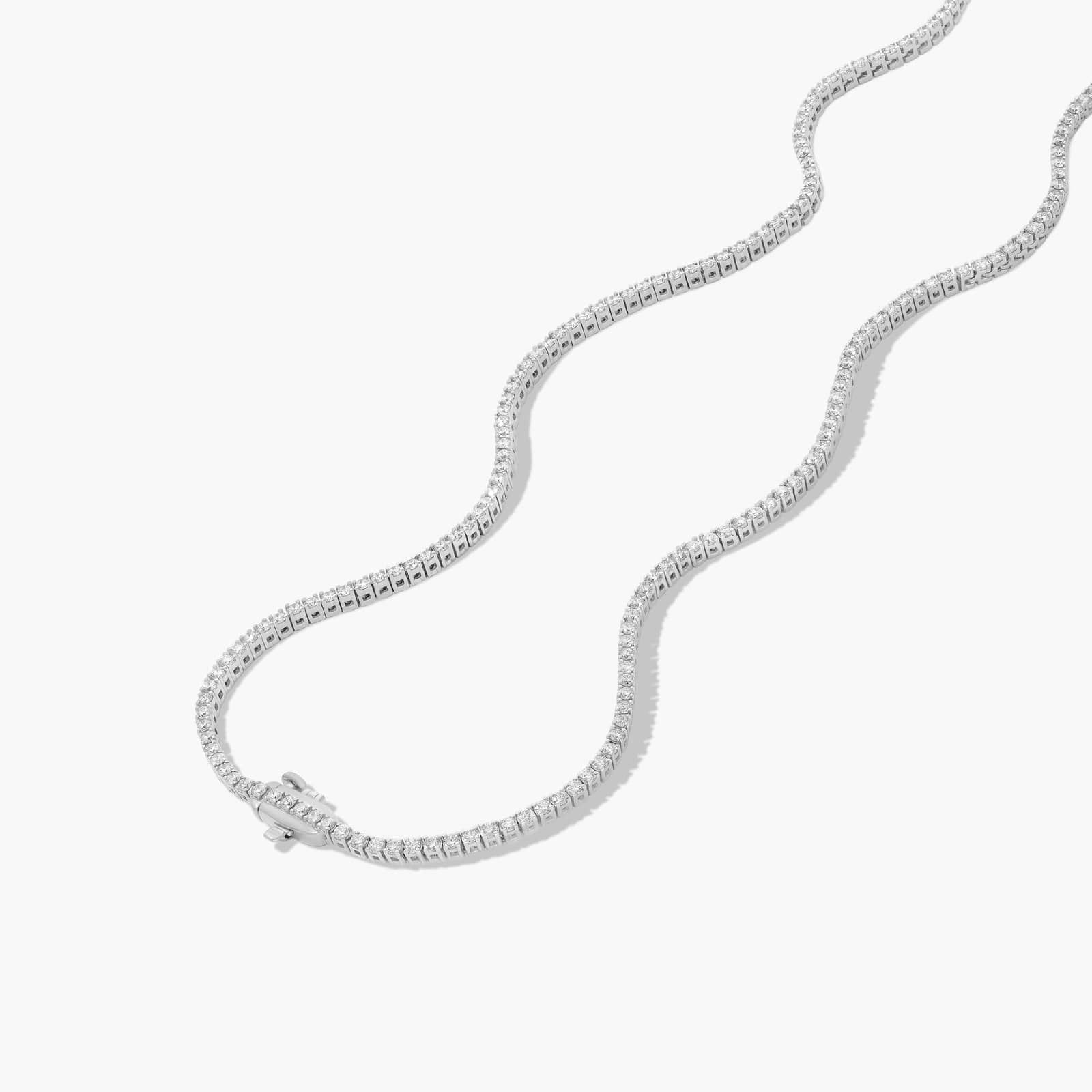 14K White Gold 22 Inch Straight Lab-Grown Diamond Tennis Necklace (5.00 CTW - F-G / VS2-SI1)
