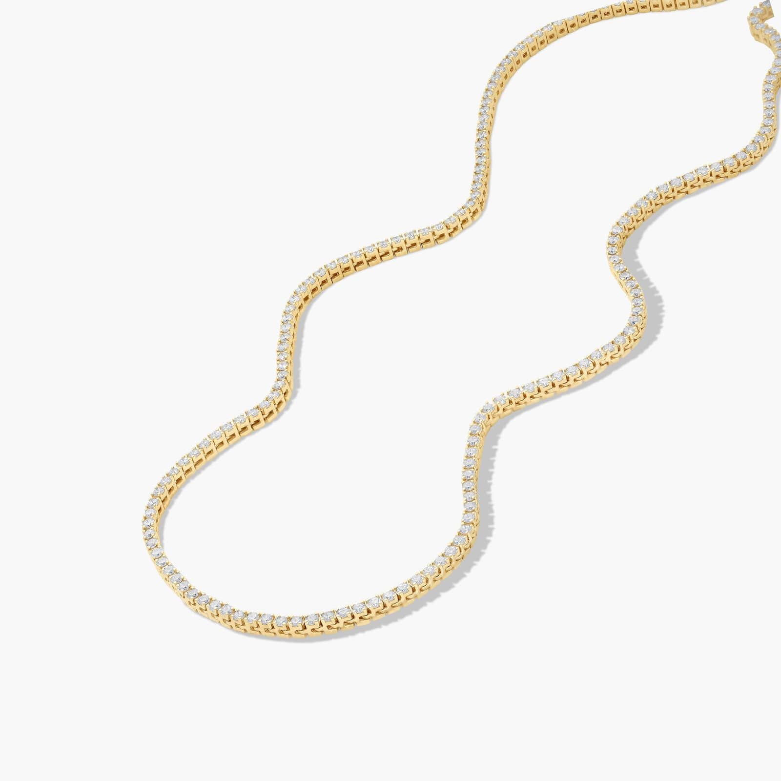 14K Yellow Gold 22 Inch Straight Lab-Grown Diamond Tennis Necklace (5.00 CTW - F-G / VS2-SI1)