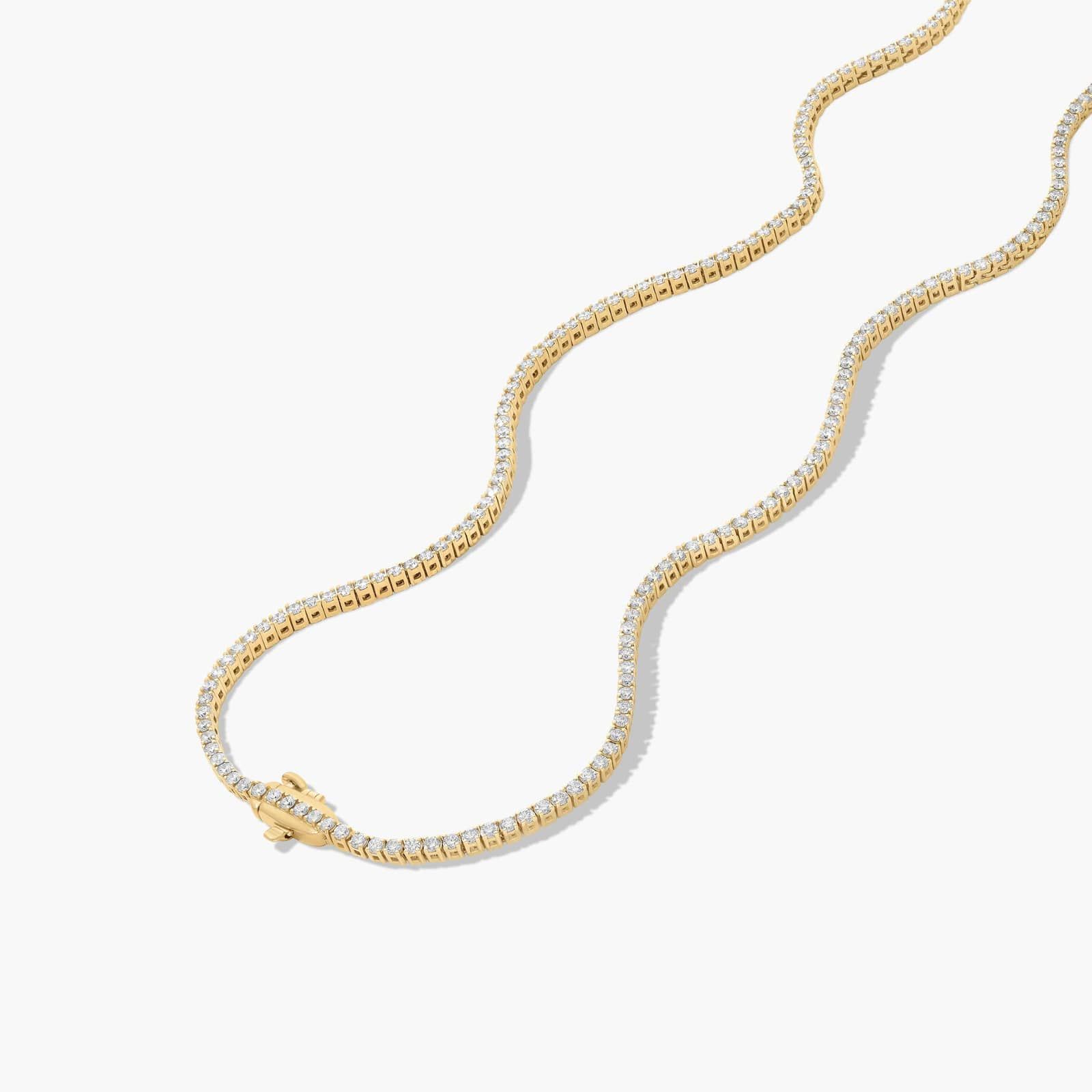14K Yellow Gold 22 Inch Straight Lab-Grown Diamond Tennis Necklace (5.00 CTW - F-G / VS2-SI1)