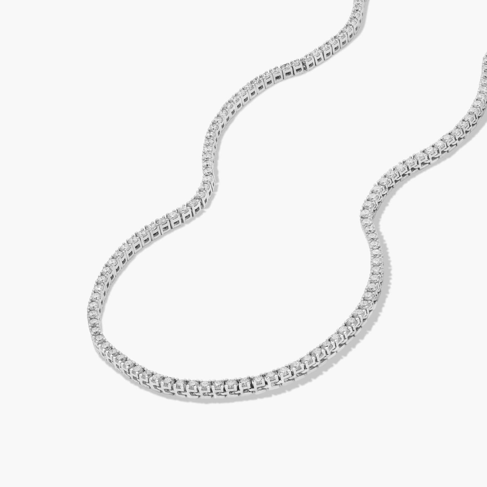 14K White Gold 22 Inch Straight Lab-Grown Diamond Tennis Necklace (7.00 CTW - F-G / VS2-SI1)