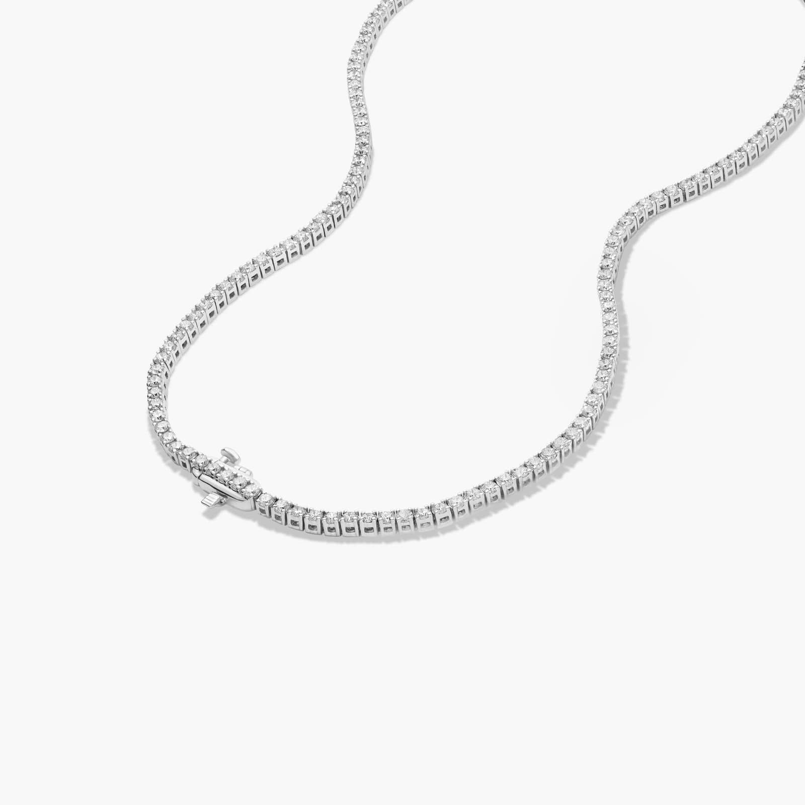 14K White Gold 22 Inch Straight Lab-Grown Diamond Tennis Necklace (7.00 CTW - F-G / VS2-SI1)