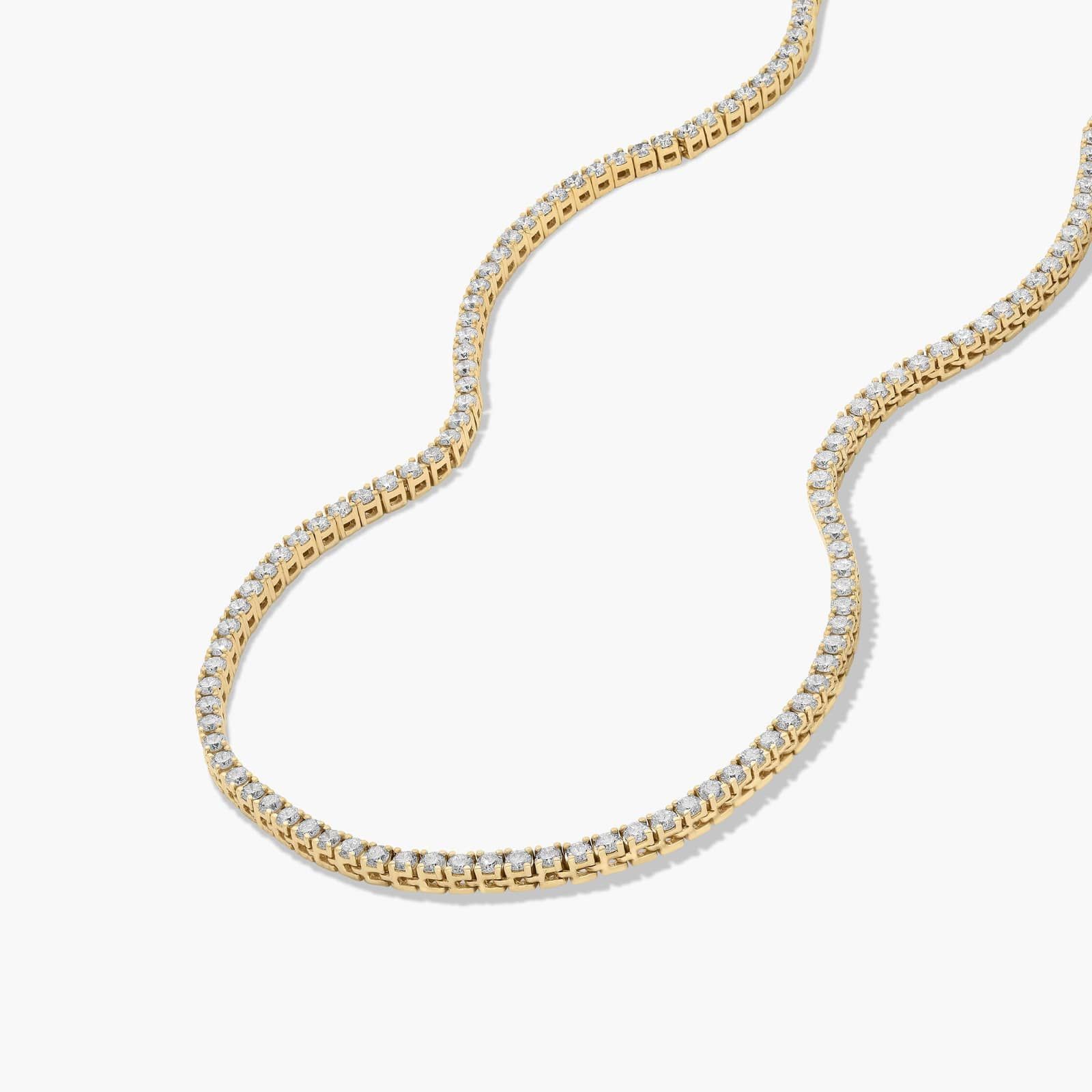 14K Yellow Gold 22 Inch Straight Lab-Grown Diamond Tennis Necklace (7.00 CTW - F-G / VS2-SI1)