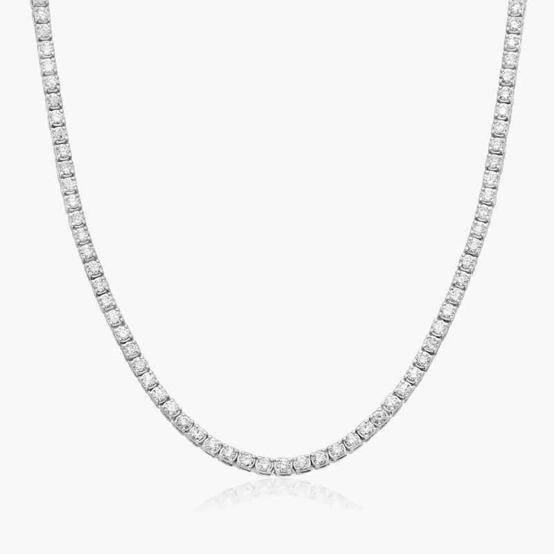 14K White Gold 22 Inch Straight Lab-Grown Diamond Tennis Necklace (10.00 CTW - F-G / VS2-SI1)