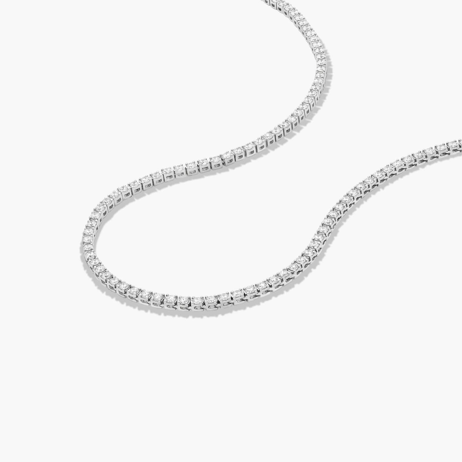 14K White Gold 22 Inch Straight Lab-Grown Diamond Tennis Necklace (10.00 CTW - F-G / VS2-SI1)
