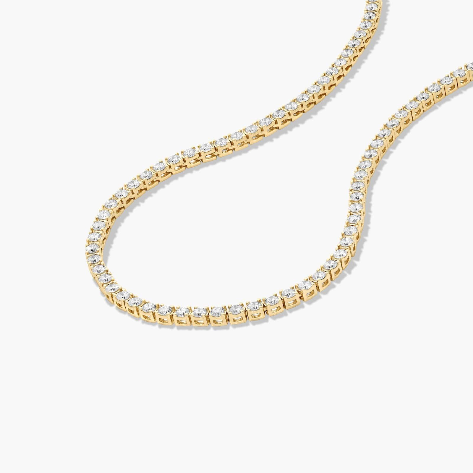 14K Yellow Gold 22 Inch Straight Lab-Grown Diamond Tennis Necklace (12.00 CTW - F-G / VS2-SI1)