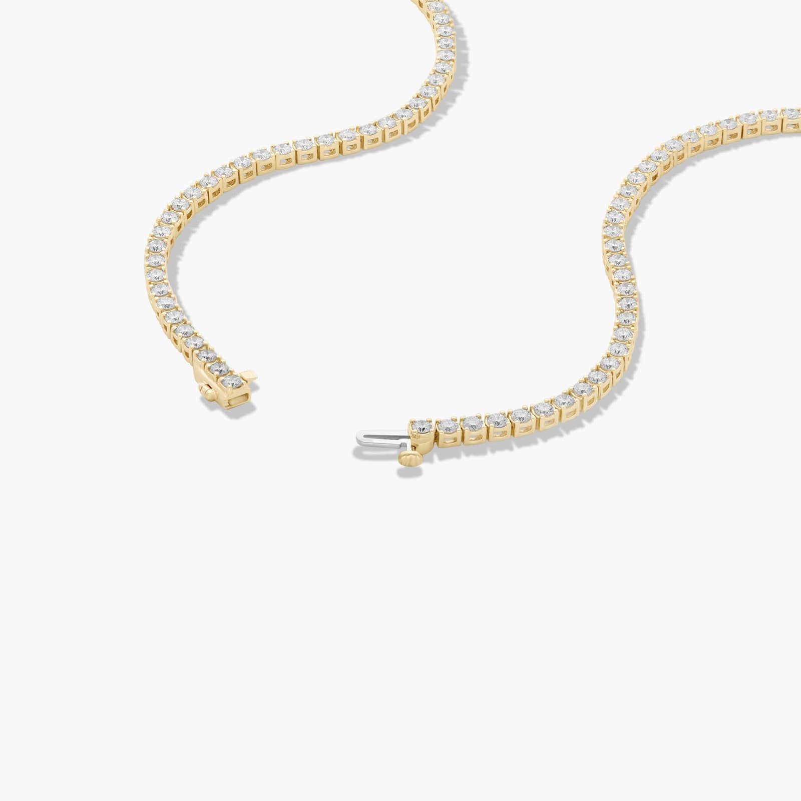 14K Yellow Gold 22 Inch Straight Lab-Grown Diamond Tennis Necklace (12.00 CTW - F-G / VS2-SI1)