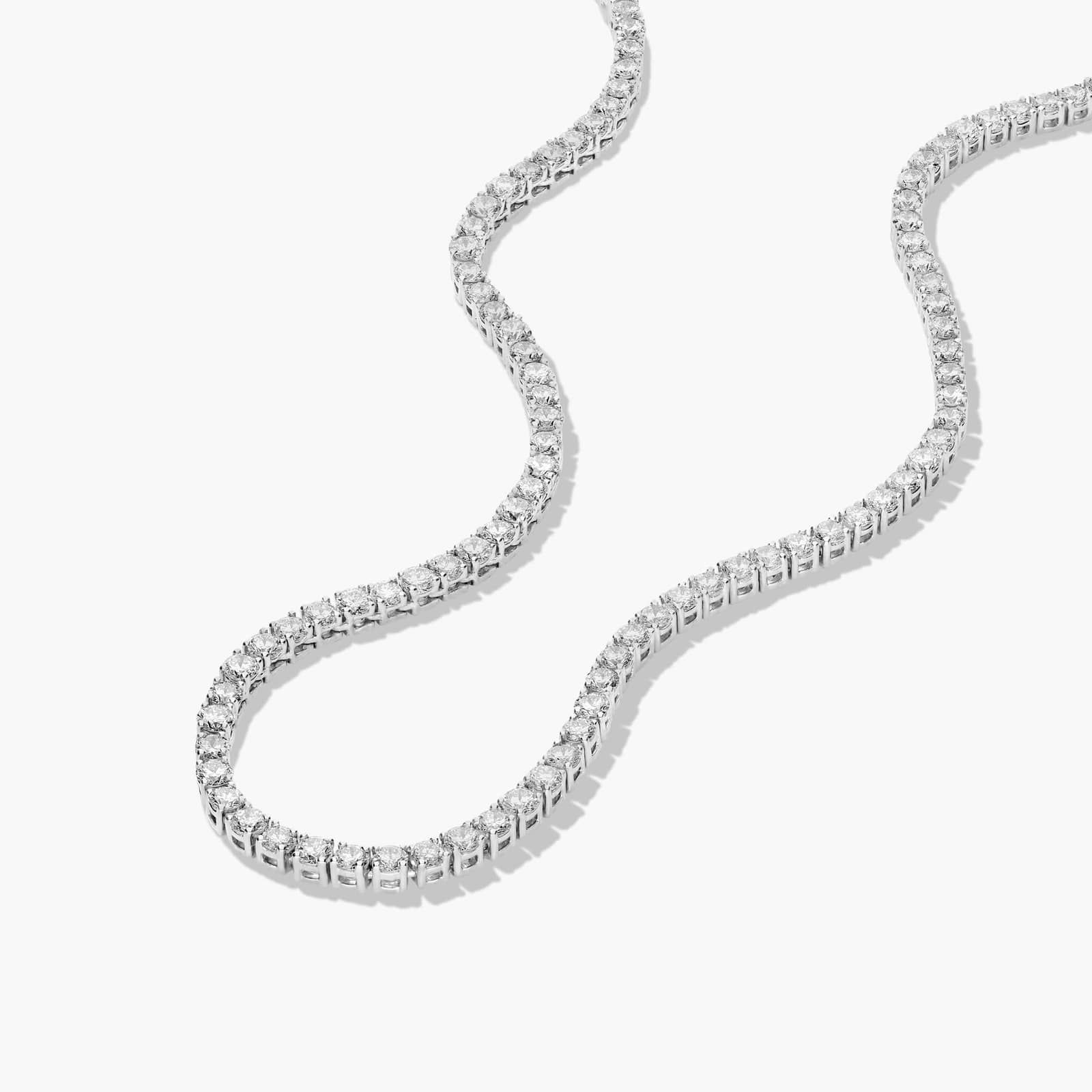 14K White Gold 22 Inch Straight Lab-Grown Diamond Tennis Necklace (15.00 CTW - F-G / VS2-SI1)