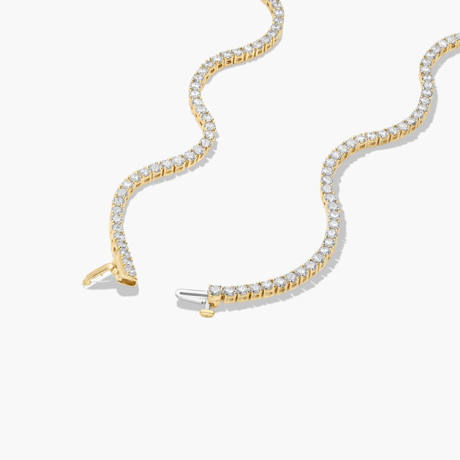 14K Yellow Gold 22 Inch Straight Lab-Grown Diamond Tennis Necklace (15.00 CTW - F-G / VS2-SI1)
