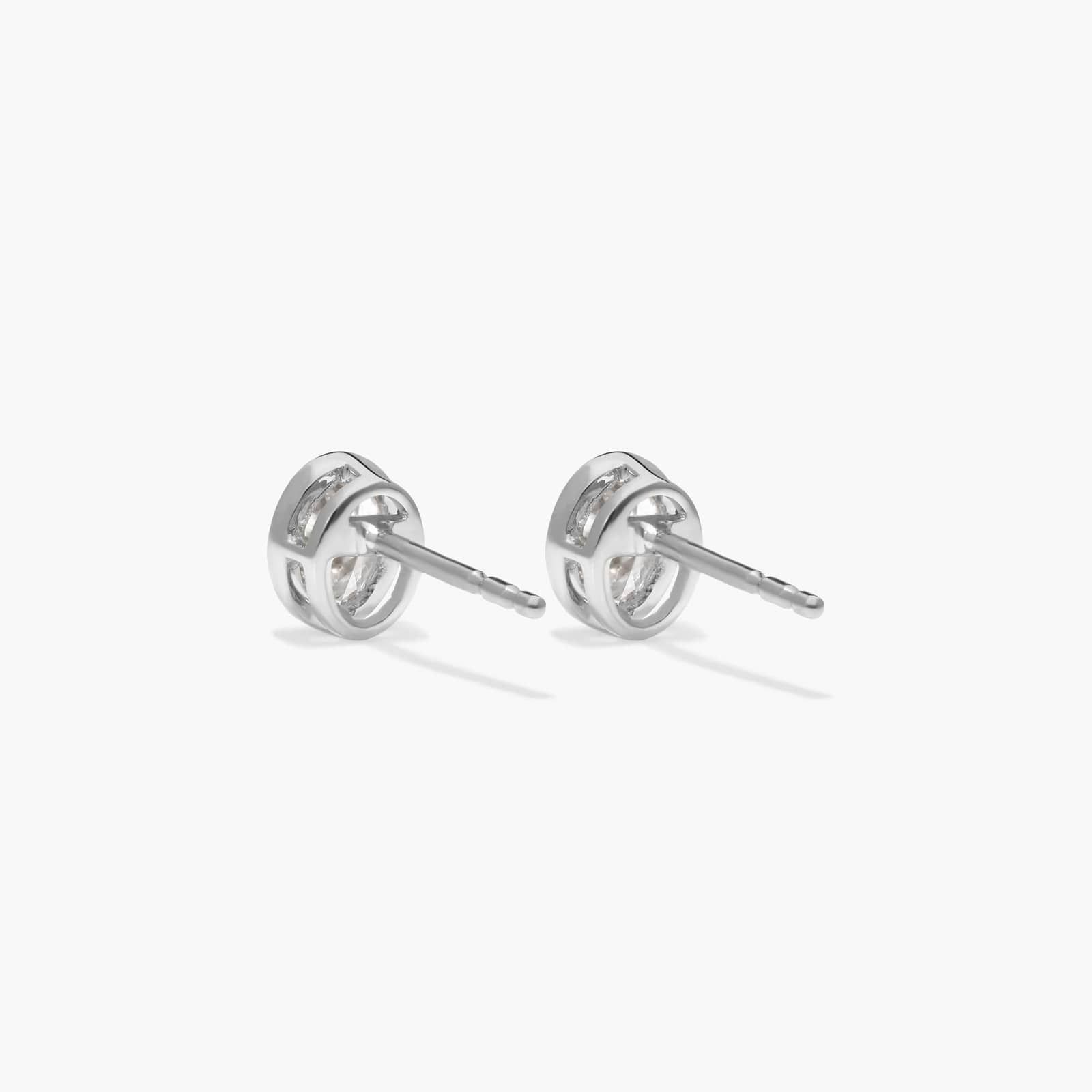 Bezel Stud Earrings With 0.5 CTW Oval Cut Lab-Grown Diamonds in 14K White Gold