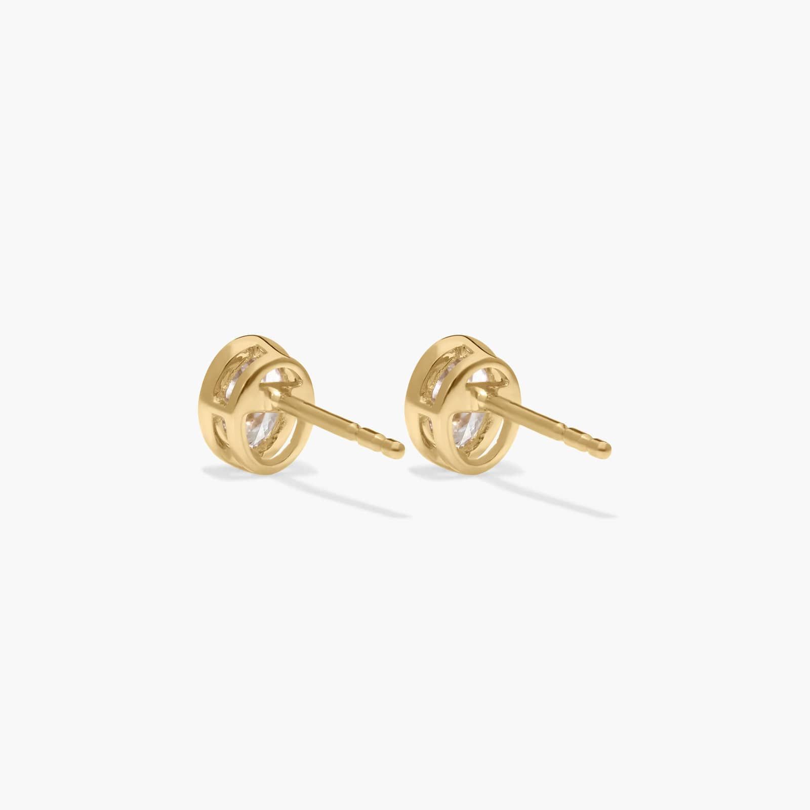 Bezel Stud Earrings With 0.5 CTW Oval Cut Lab-Grown Diamonds in 14K Yellow Gold