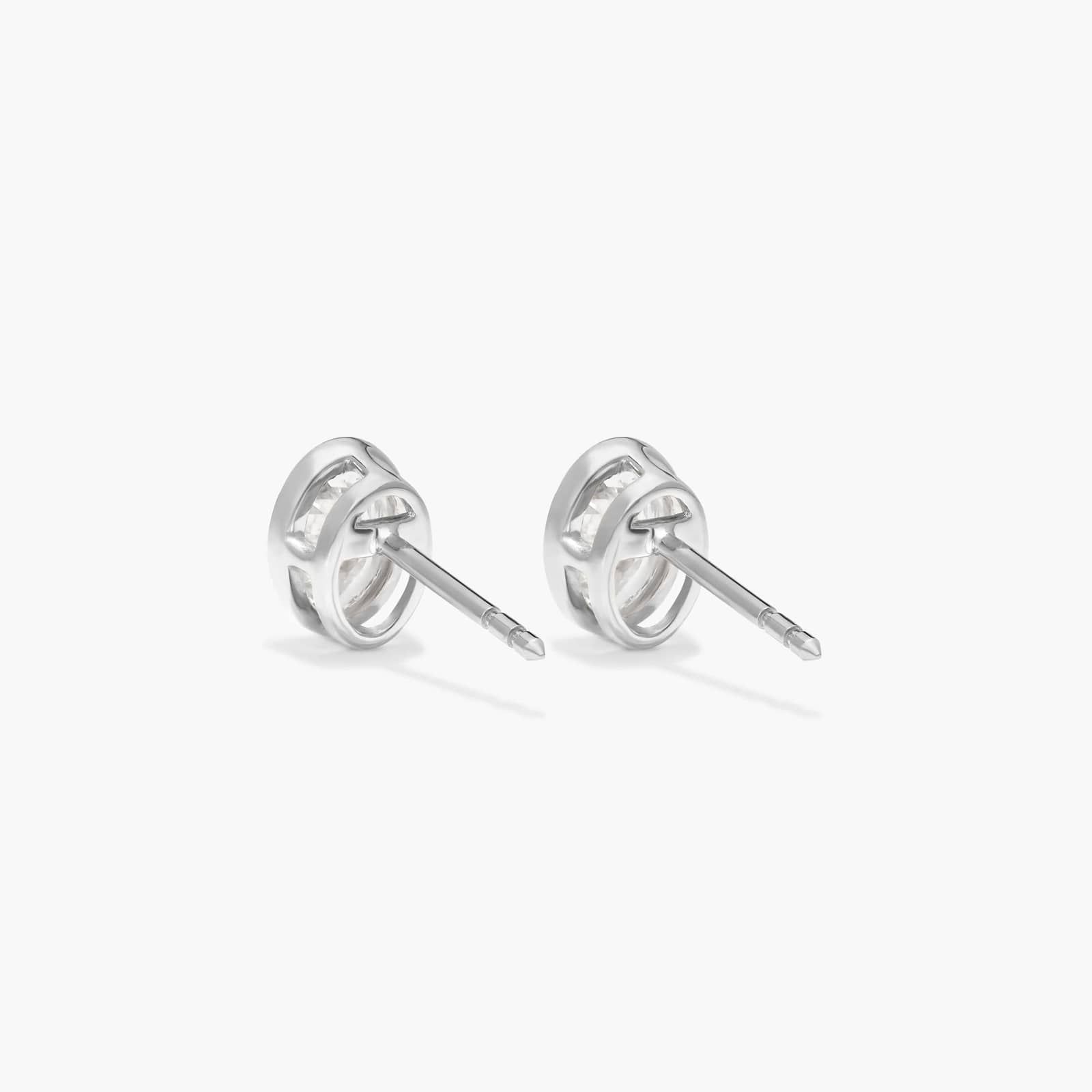 Bezel Stud Earrings With 1 CTW Oval Cut Lab-Grown Diamonds in 14K White Gold
