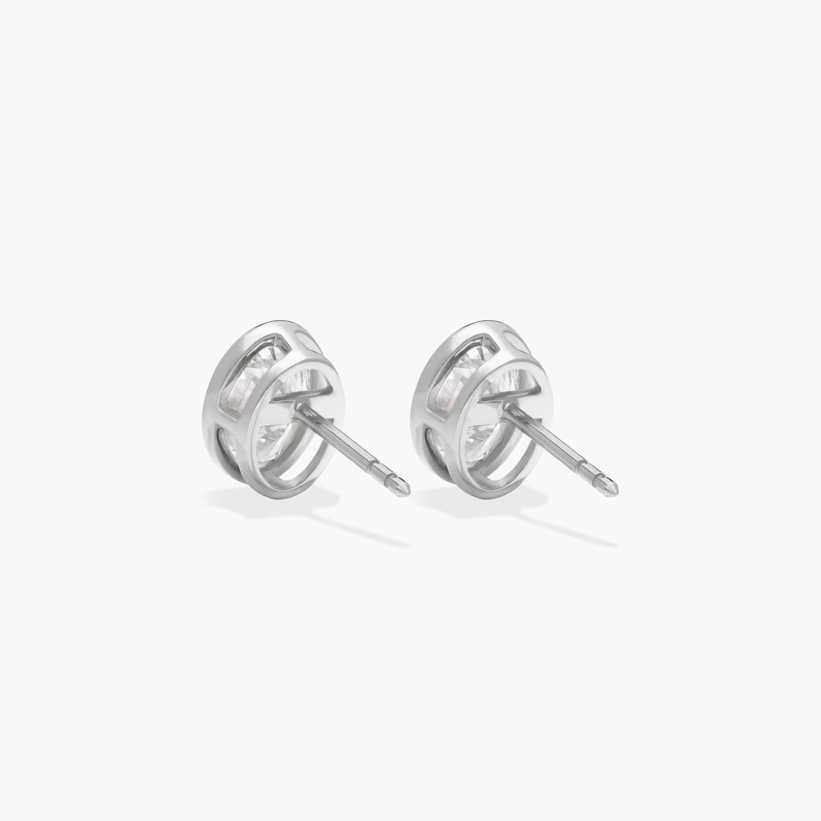Bezel Stud Earrings With 2 CTW Oval Cut Lab-Grown Diamonds in 14K White Gold