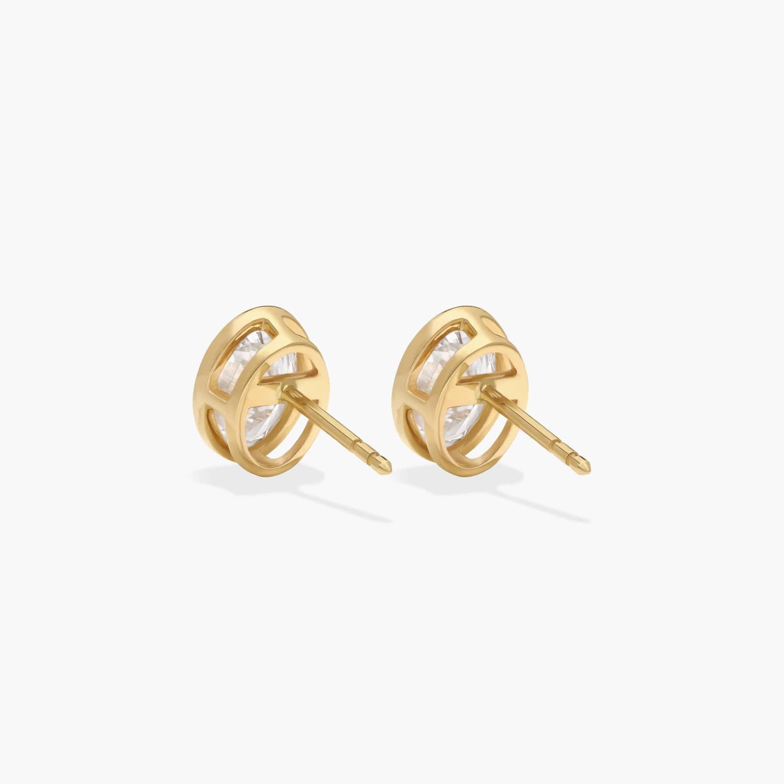Bezel Stud Earrings With 2 CTW Oval Cut Lab-Grown Diamonds in 14K Yellow Gold