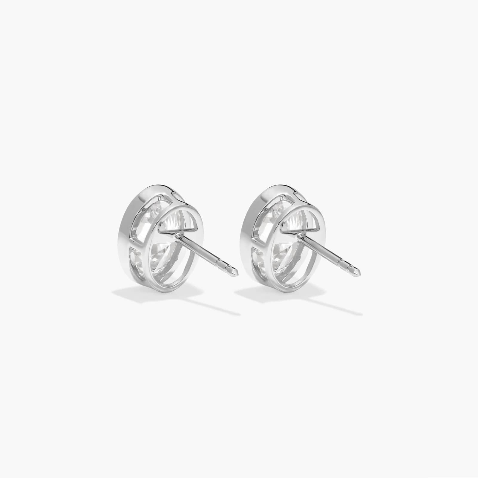Bezel Stud Earrings With 3 CTW Oval Cut Lab-Grown Diamonds in 14K White Gold
