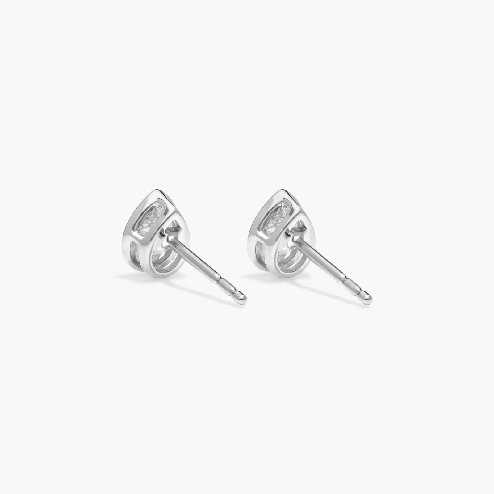 Bezel Diamond Stud Earrings With 0.5 CTW Pear Shaped Diamonds in 14K White Gold