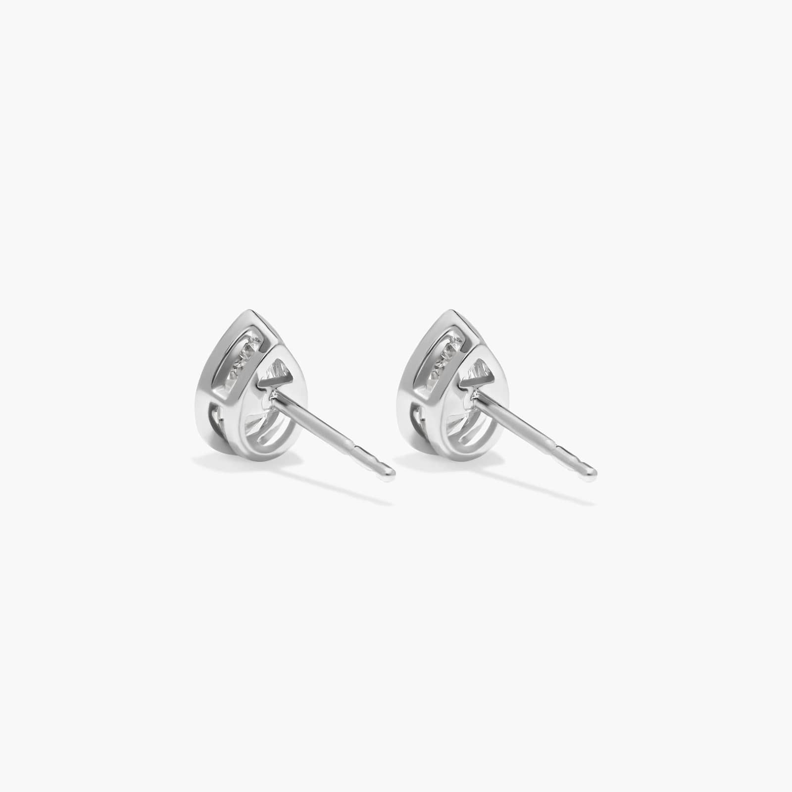 Bezel Diamond Stud Earrings With 0.75 CTW Pear Shaped Diamonds in 14K White Gold