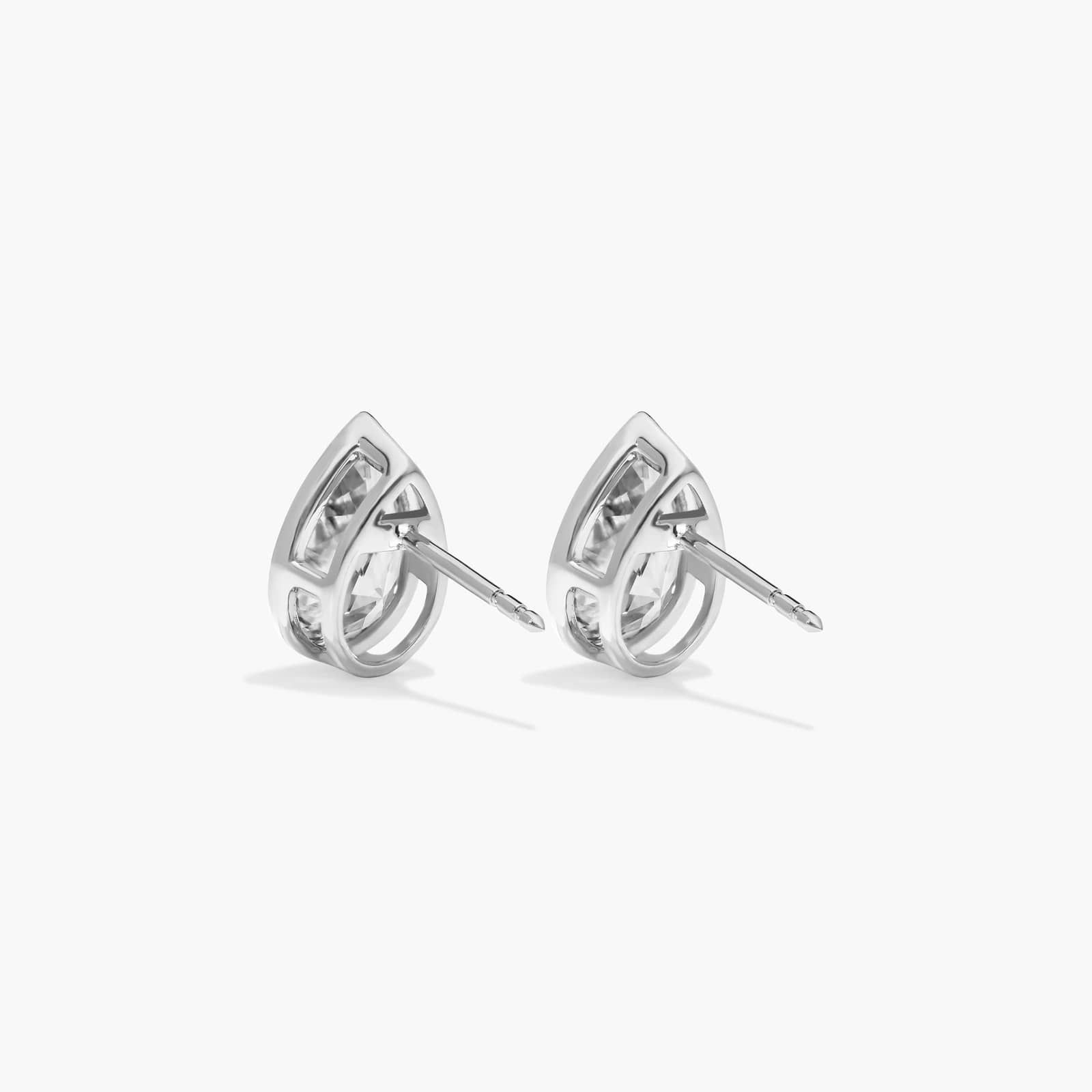Bezel Stud Earrings With 3 CTW Pear Shaped Lab-Grown Diamonds in 14K White Gold