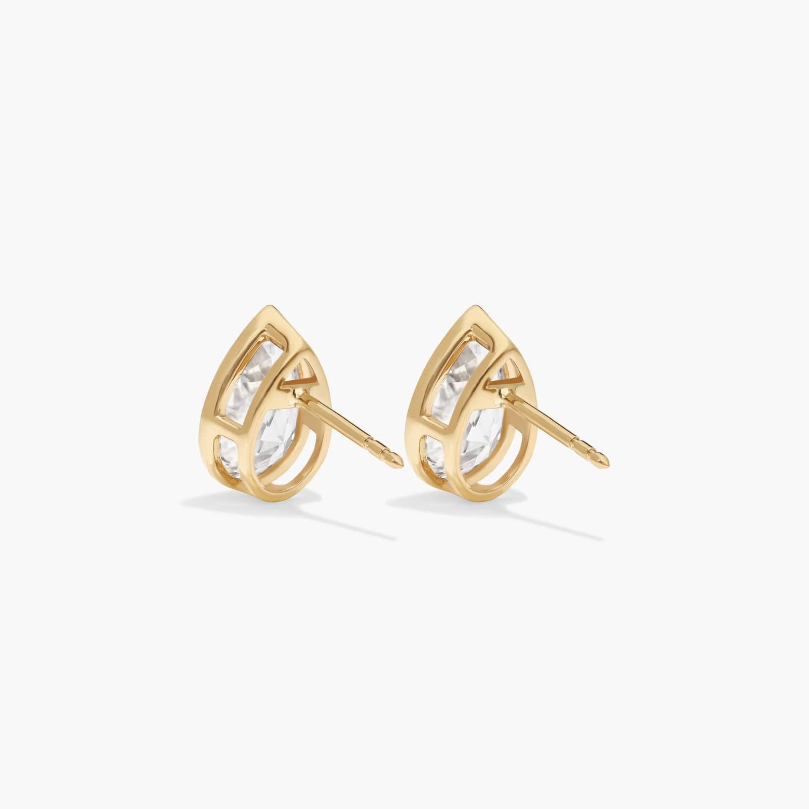 Bezel Stud Earrings With 3 CTW Pear Shaped Lab-Grown Diamonds in 14K Yellow Gold