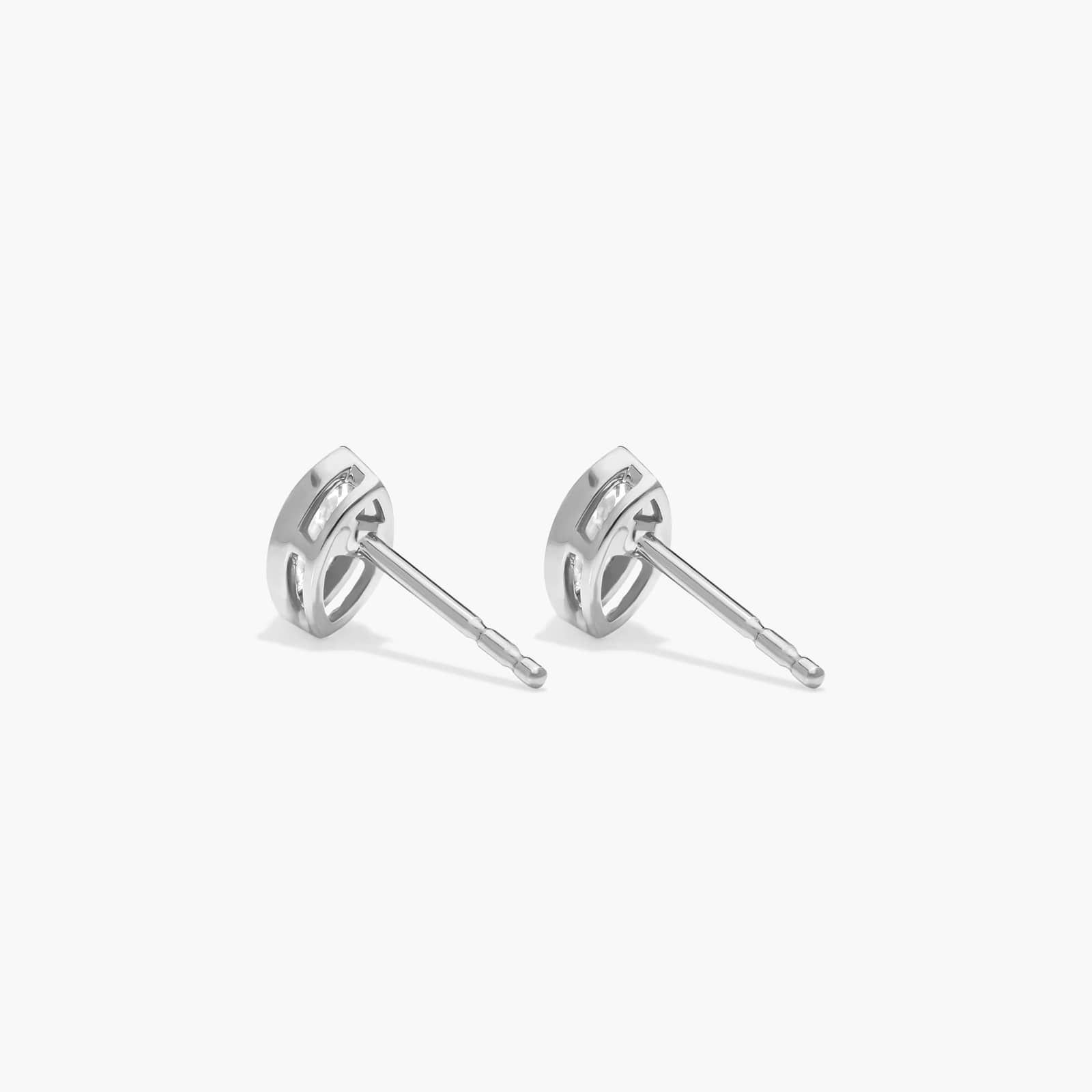 Bezel Diamond Stud Earrings With 0.25 CTW Marquise Cut Diamonds in 14K White Gold