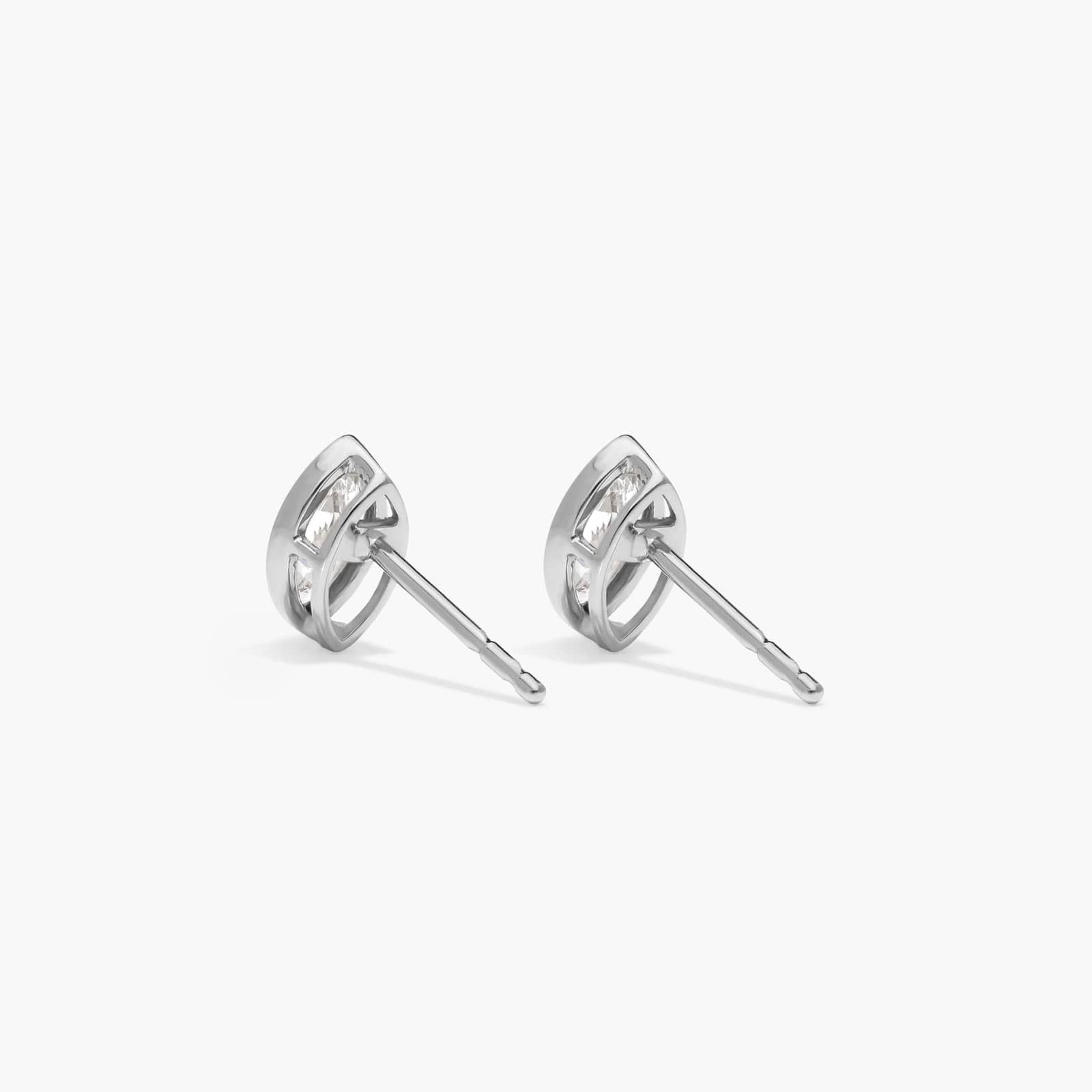 Bezel Diamond Stud Earrings With 0.5 CTW Marquise Cut Diamonds in 14K White Gold