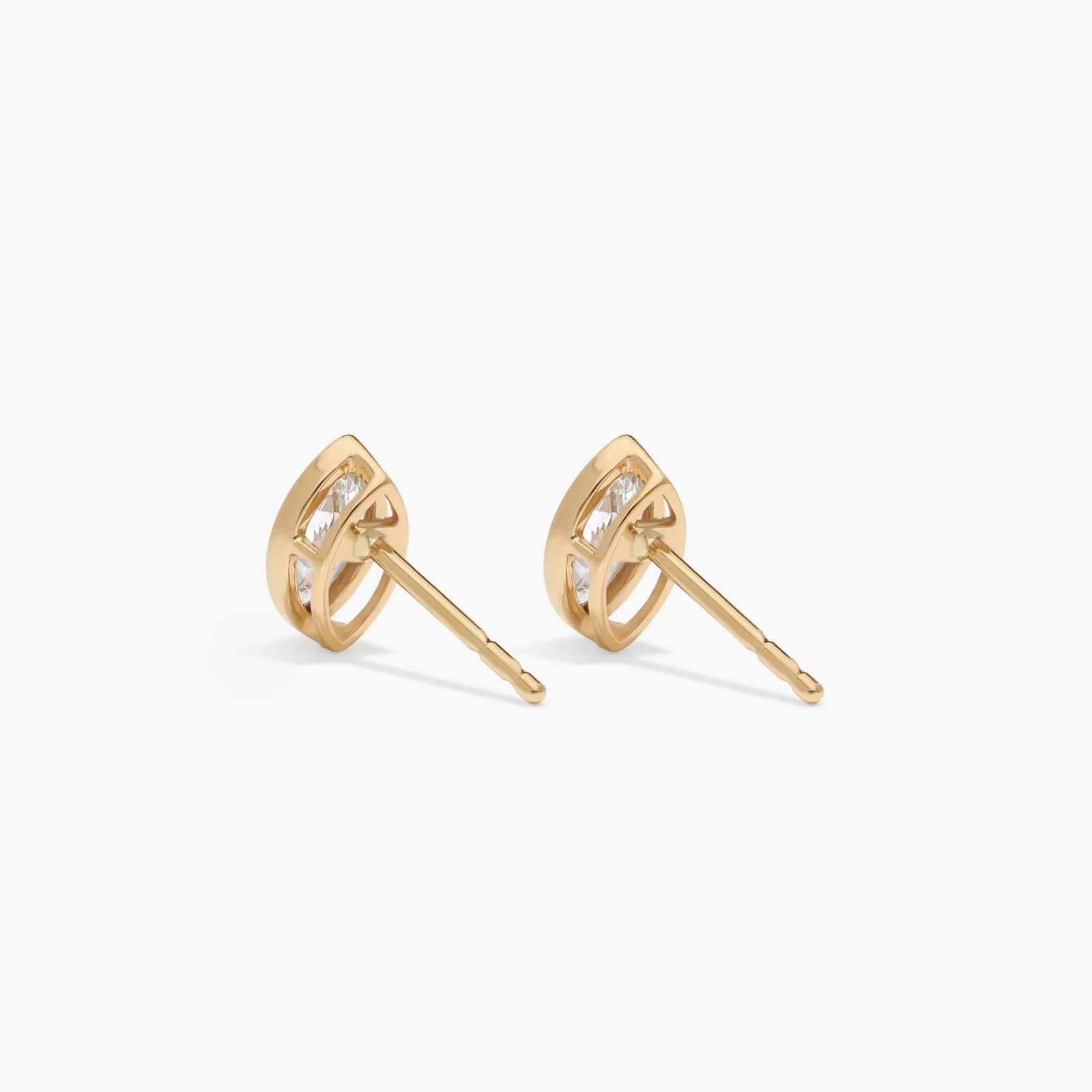 Bezel Diamond Stud Earrings With 0.5 CTW Marquise Cut Diamonds in 14K Yellow Gold