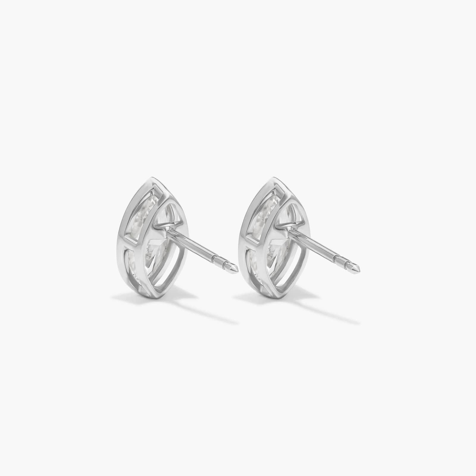 Bezel Diamond Stud Earrings With 1.5 CTW Marquise Cut Diamonds in 14K White Gold