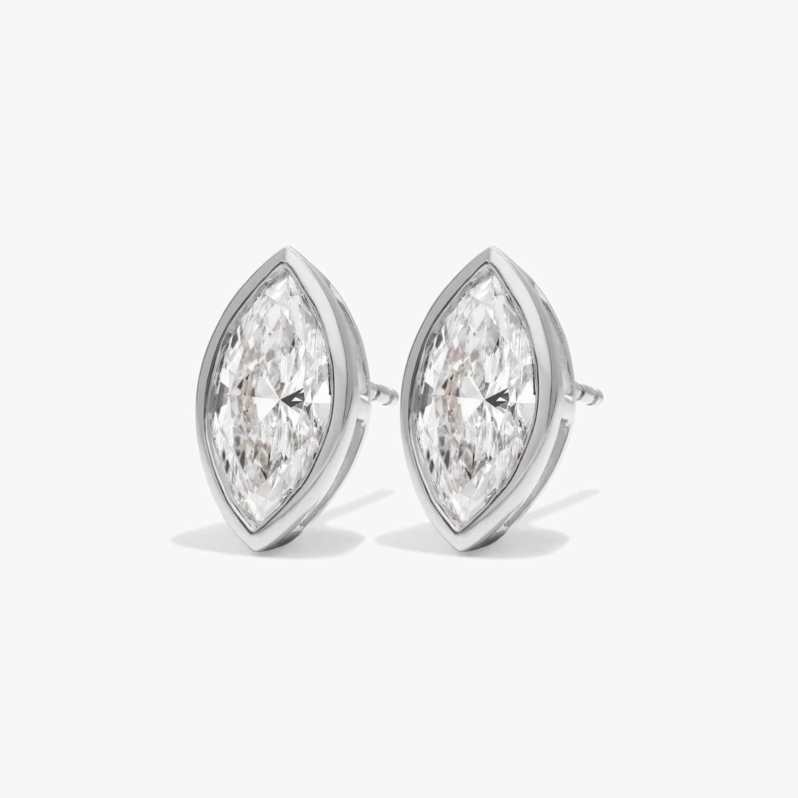 Bezel Stud Earrings With 3 CTW Marquise Cut Lab-Grown Diamonds in 14K White Gold