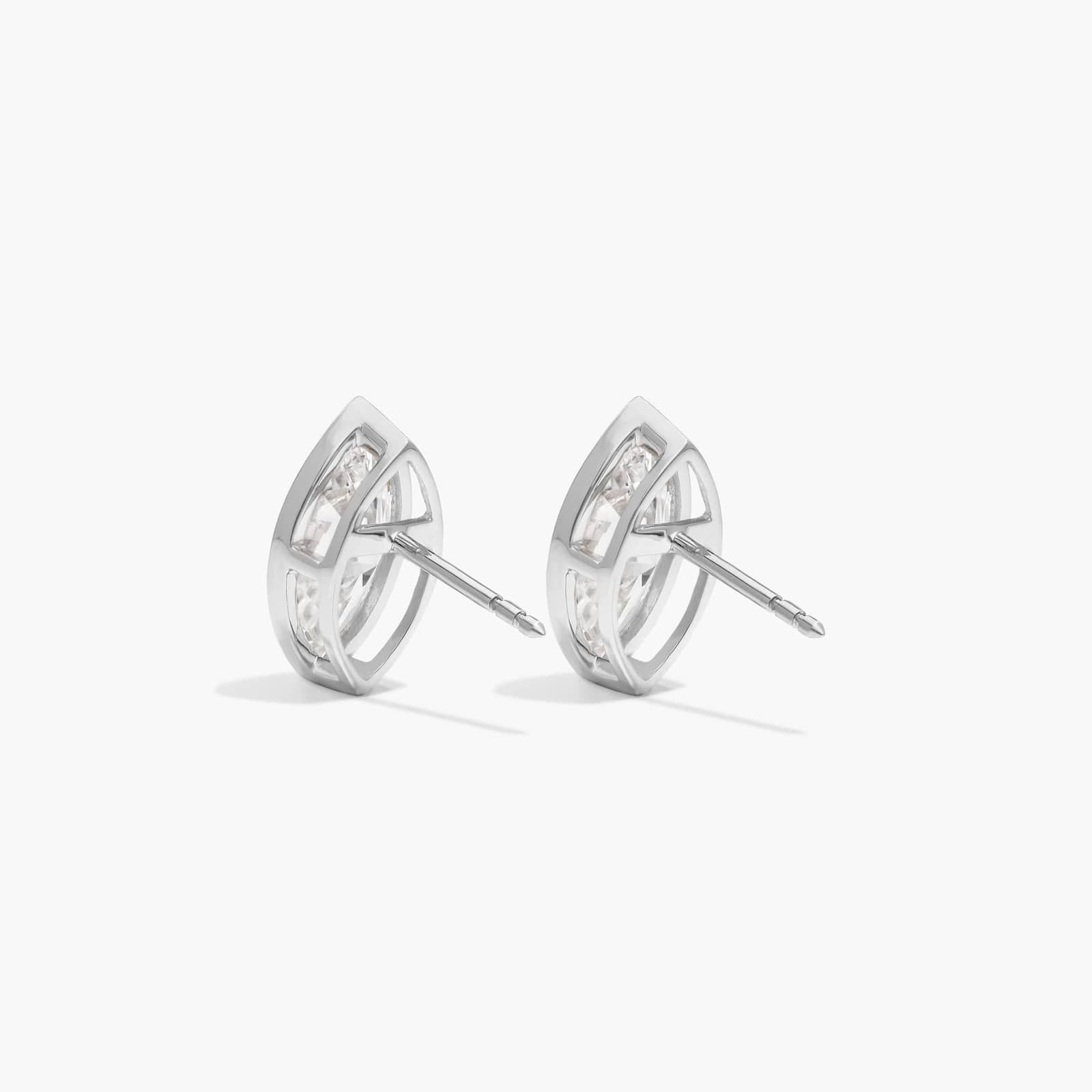 Bezel Stud Earrings With 3 CTW Marquise Cut Lab-Grown Diamonds in 14K White Gold